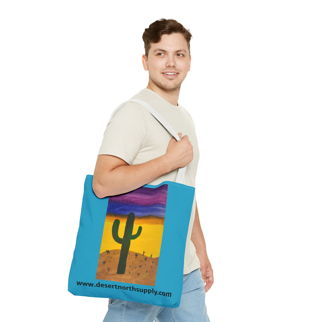 Desert Saguaro Cactus Canvas Tote Bag — "Alone" by John Ganger