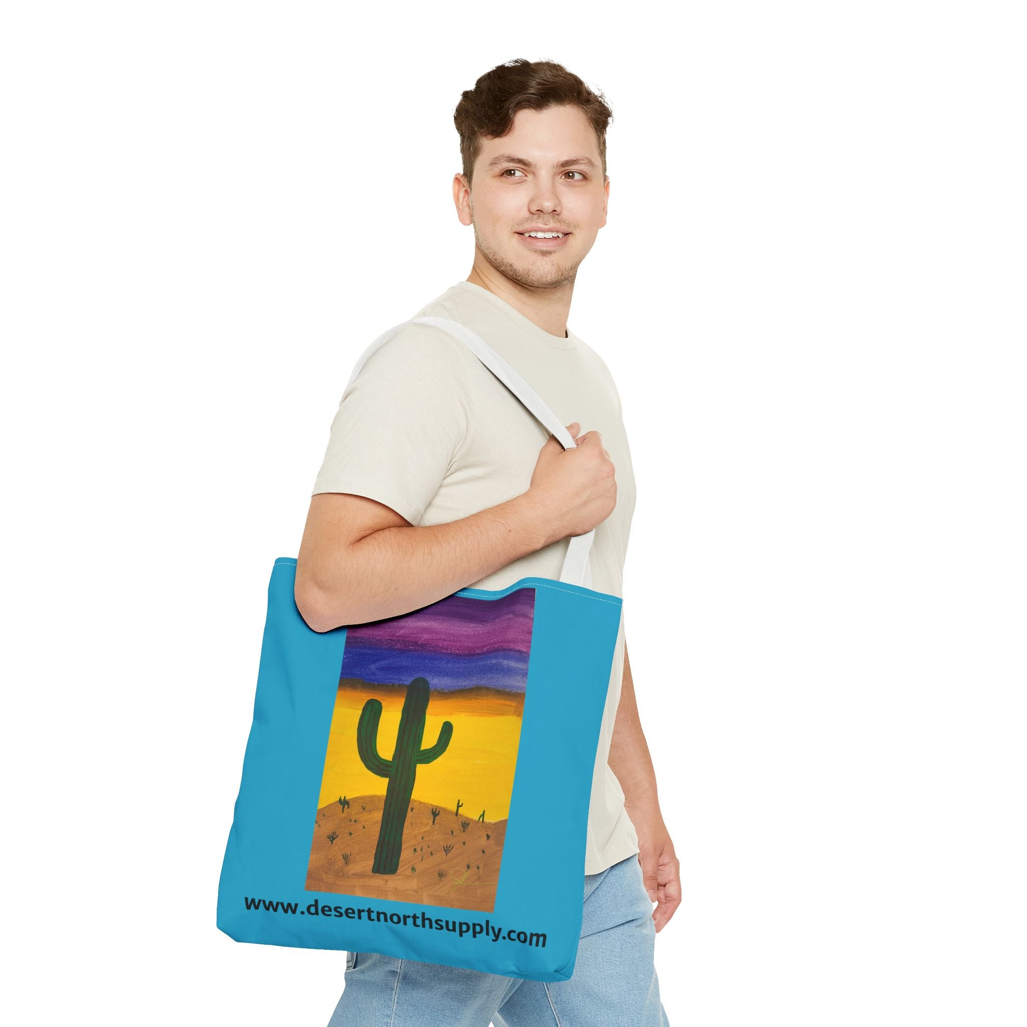 Desert Saguaro Cactus Canvas Tote Bag — "Alone" by John Ganger