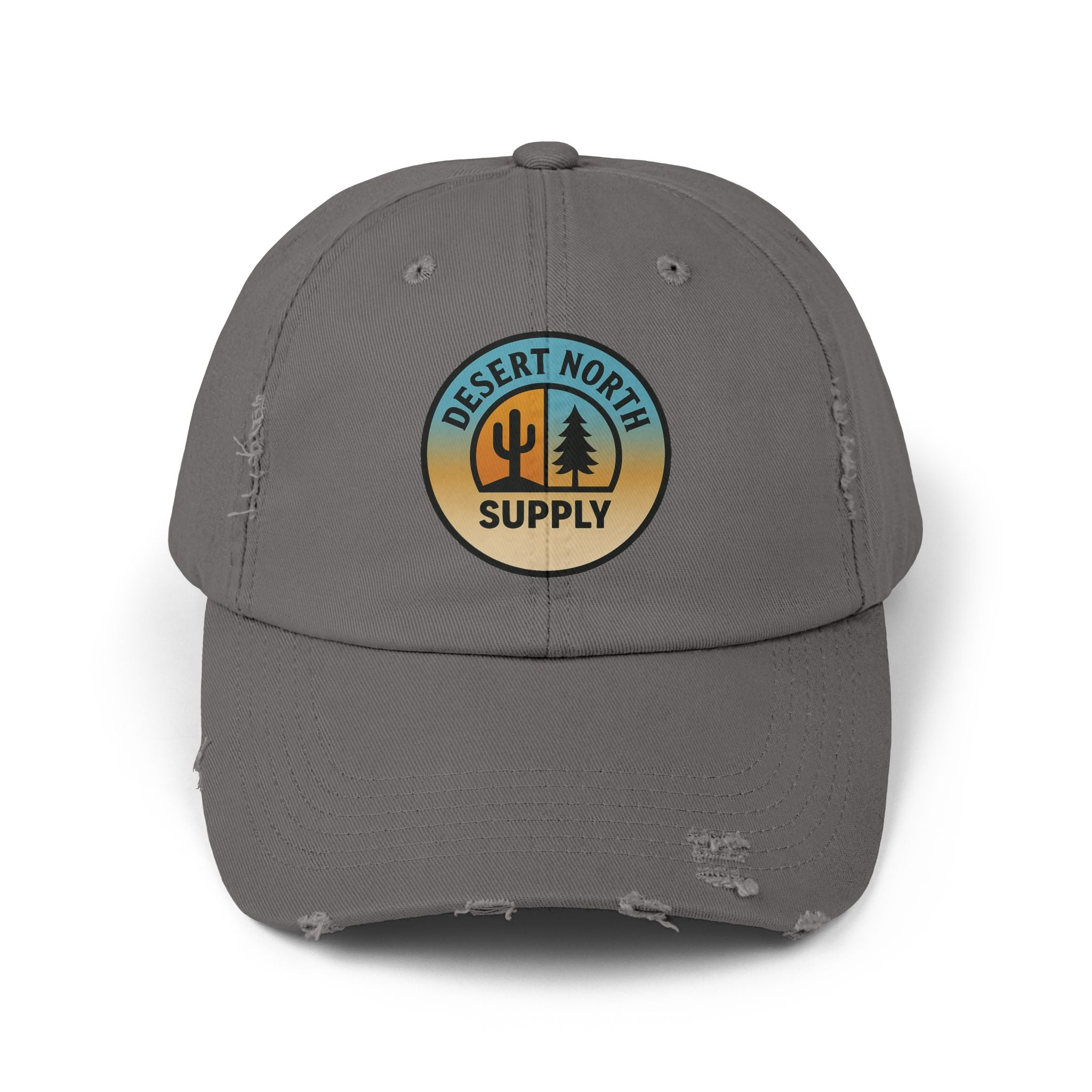 Desert North Supply Distressed Cap — Retro Sunset Cactus Logo Hat
