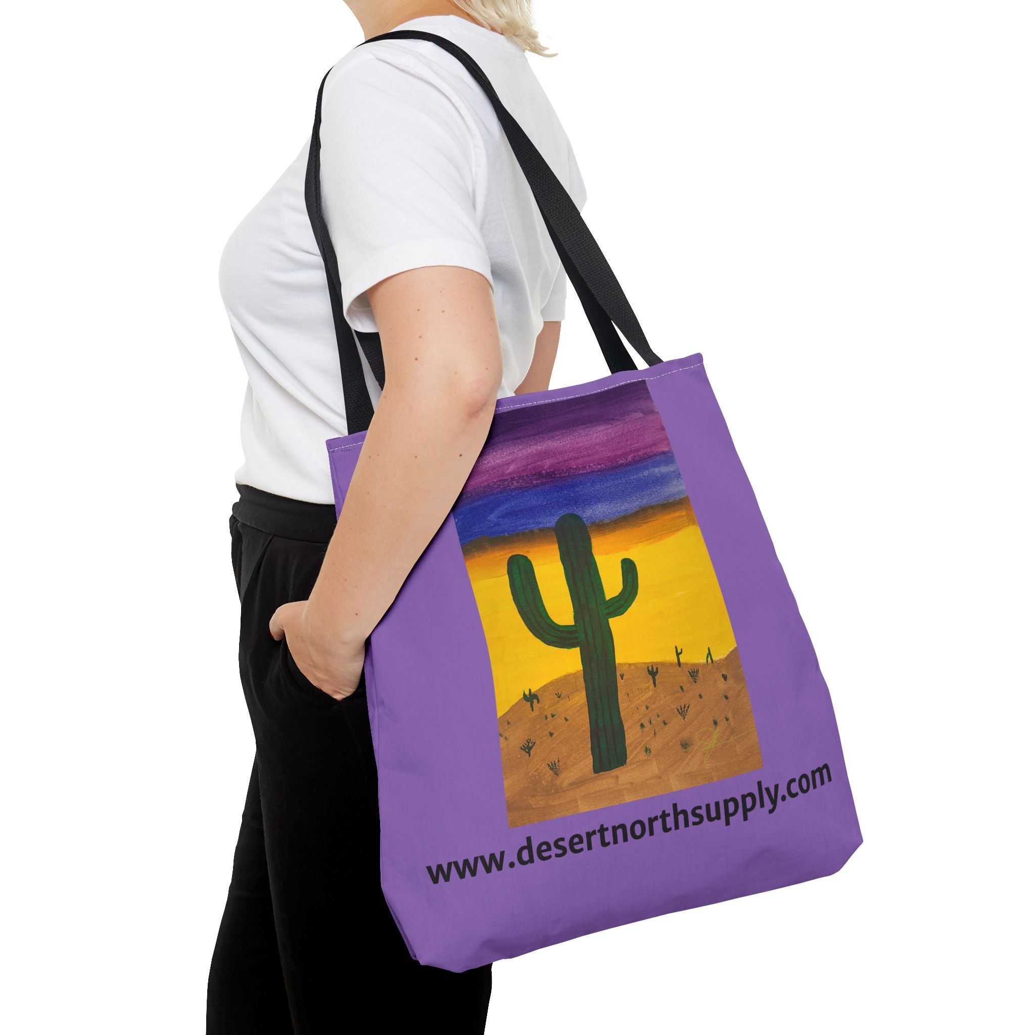 Desert Saguaro Cactus Canvas Tote Bag — "Alone" by John Ganger