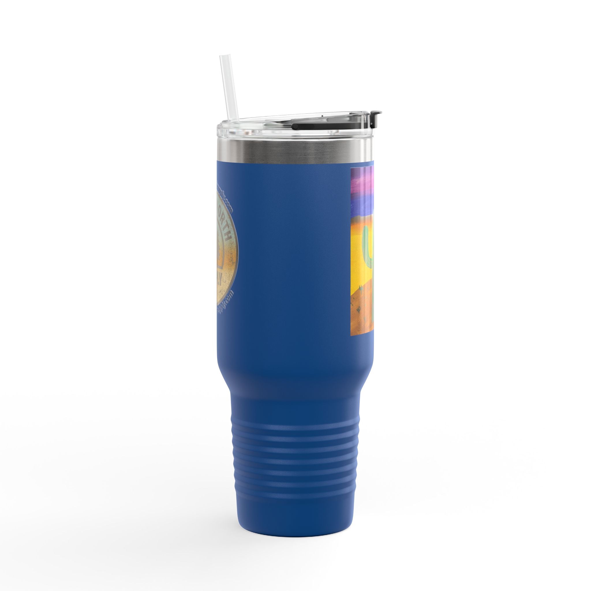 40oz Insulated Travel Mug — Colorful Desert Cactus Design