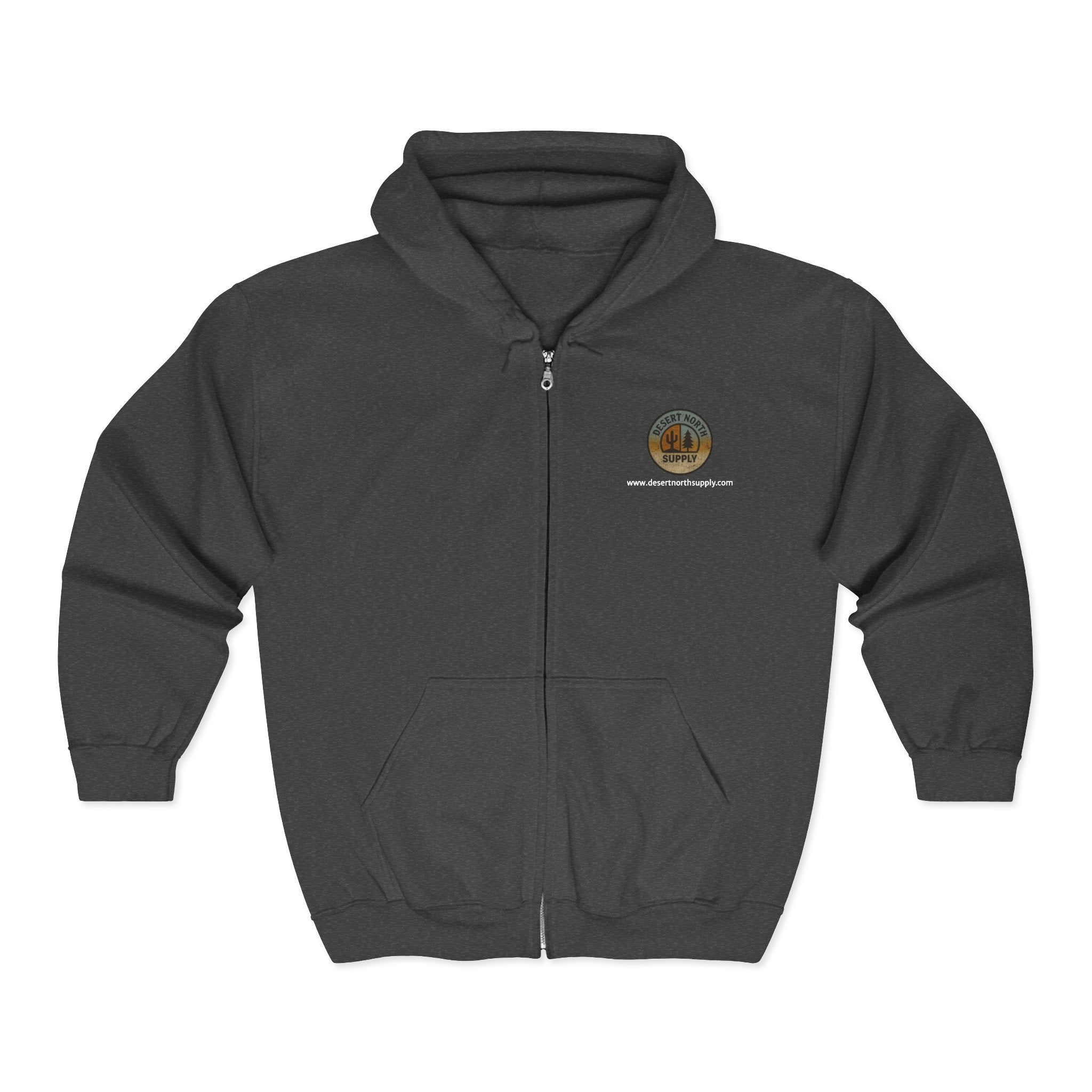 Desert North Supply Logo Zip Hoodie - Outdoor Adventure Full-Zip Sweatshirt