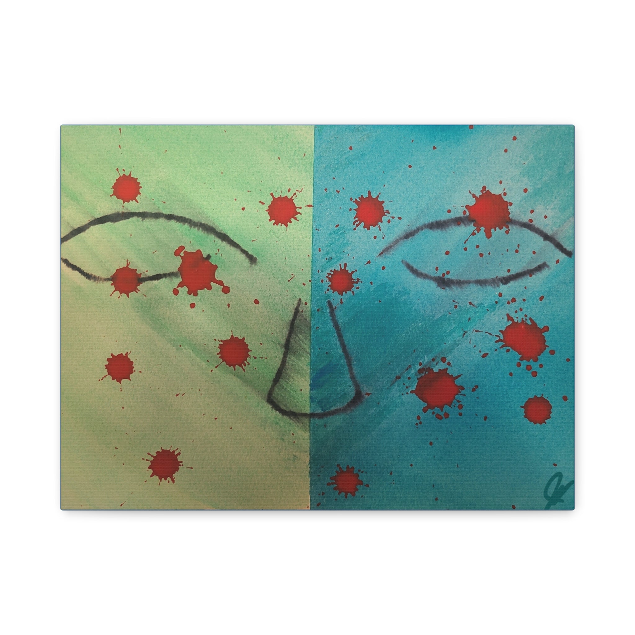 Abstract Split-Face Canvas Art - "Thoughts" Original Art by John Ganger