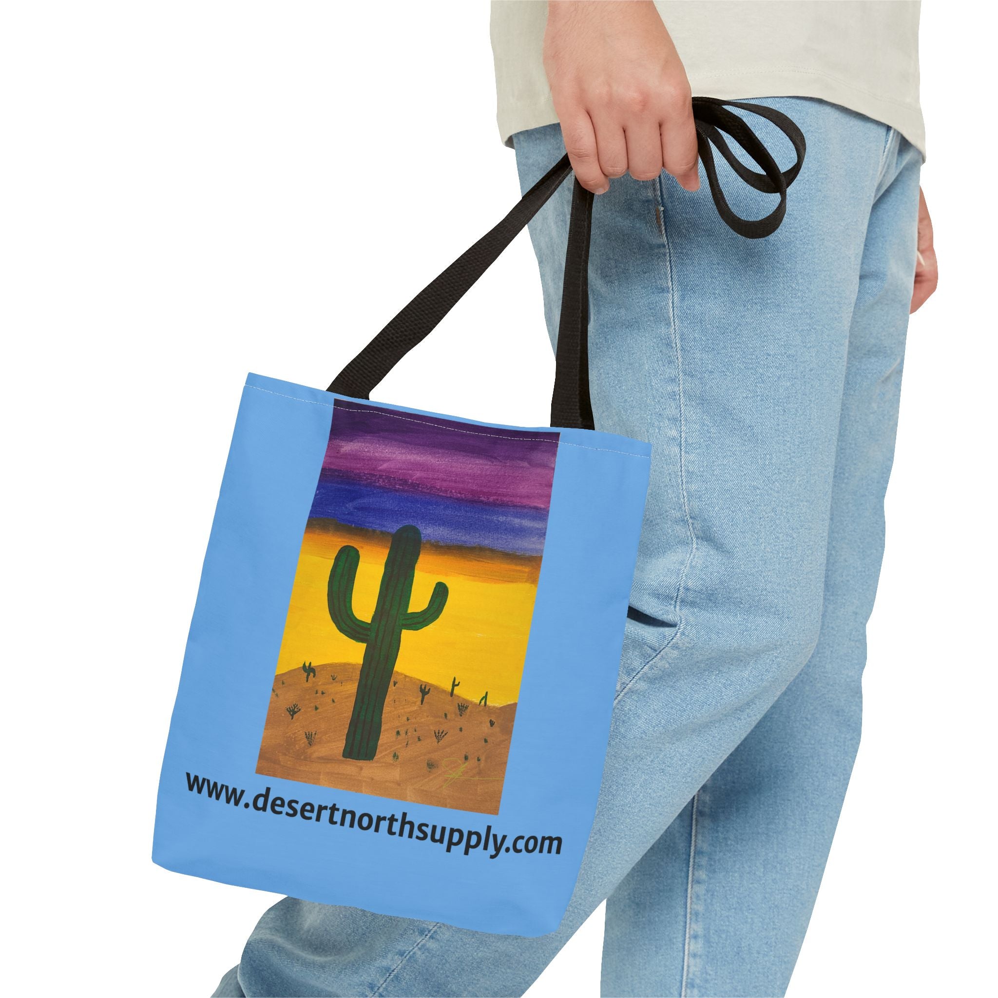 Desert Saguaro Cactus Canvas Tote Bag — "Alone" by John Ganger