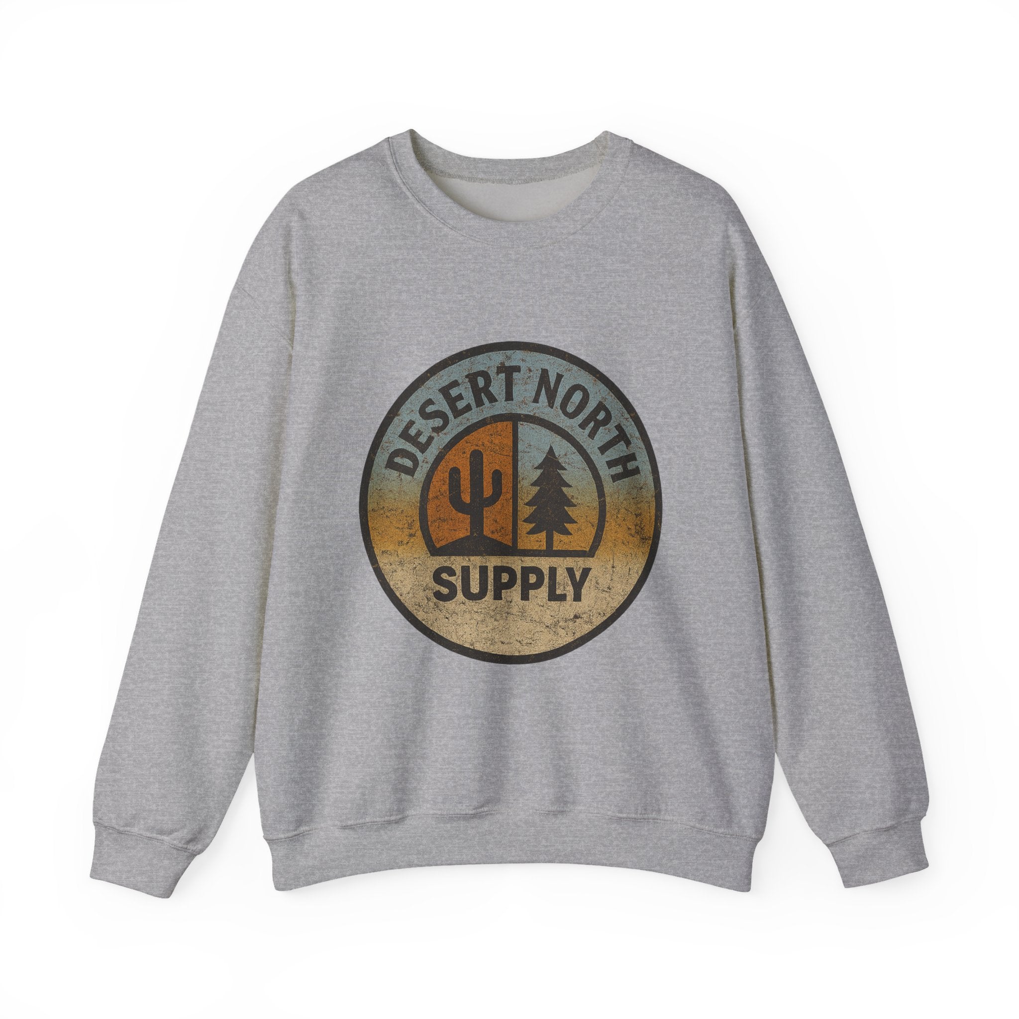 Desert North Supply Crewneck Sweatshirt – Vintage Cactus & Pine Logo