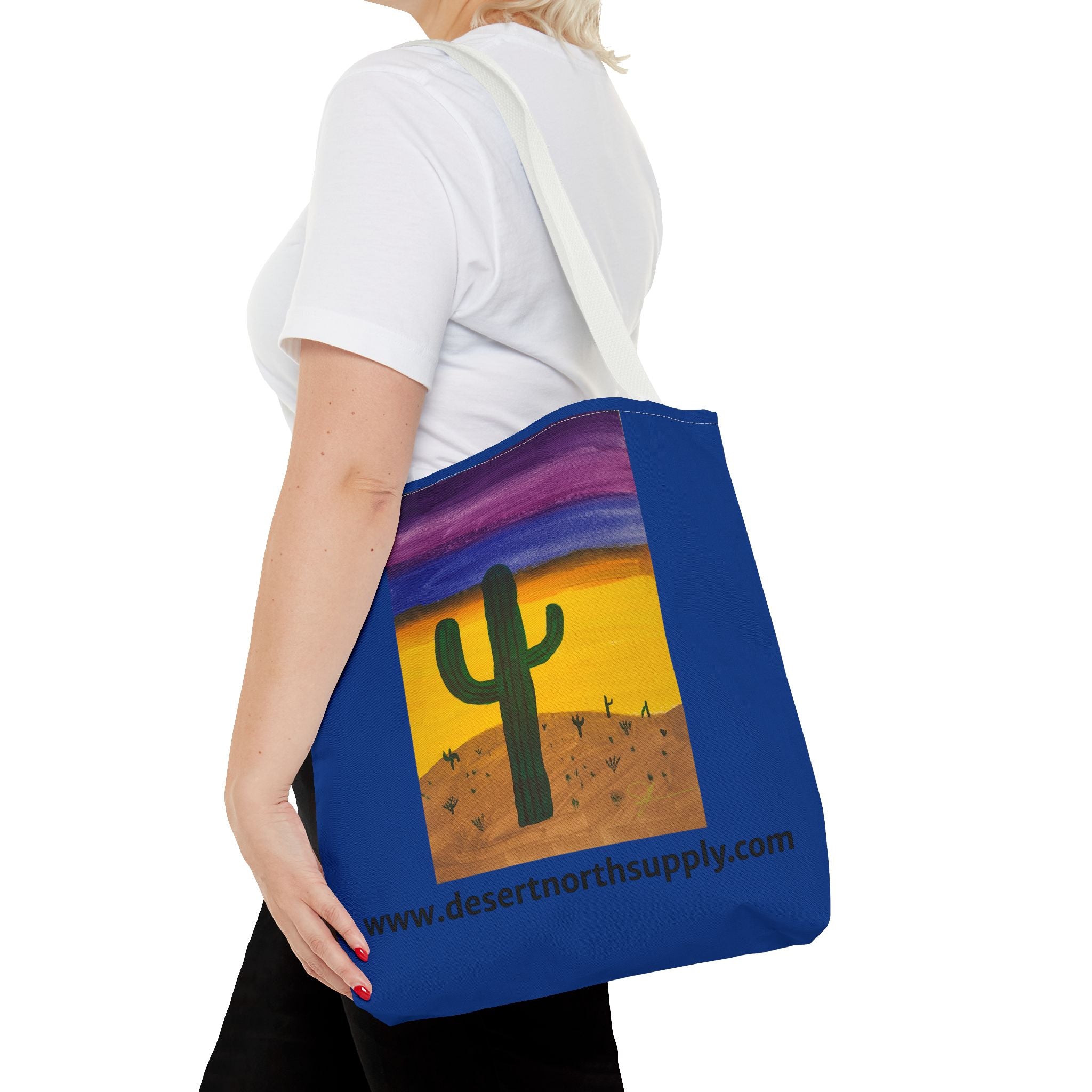 Desert Saguaro Cactus Canvas Tote Bag — "Alone" by John Ganger