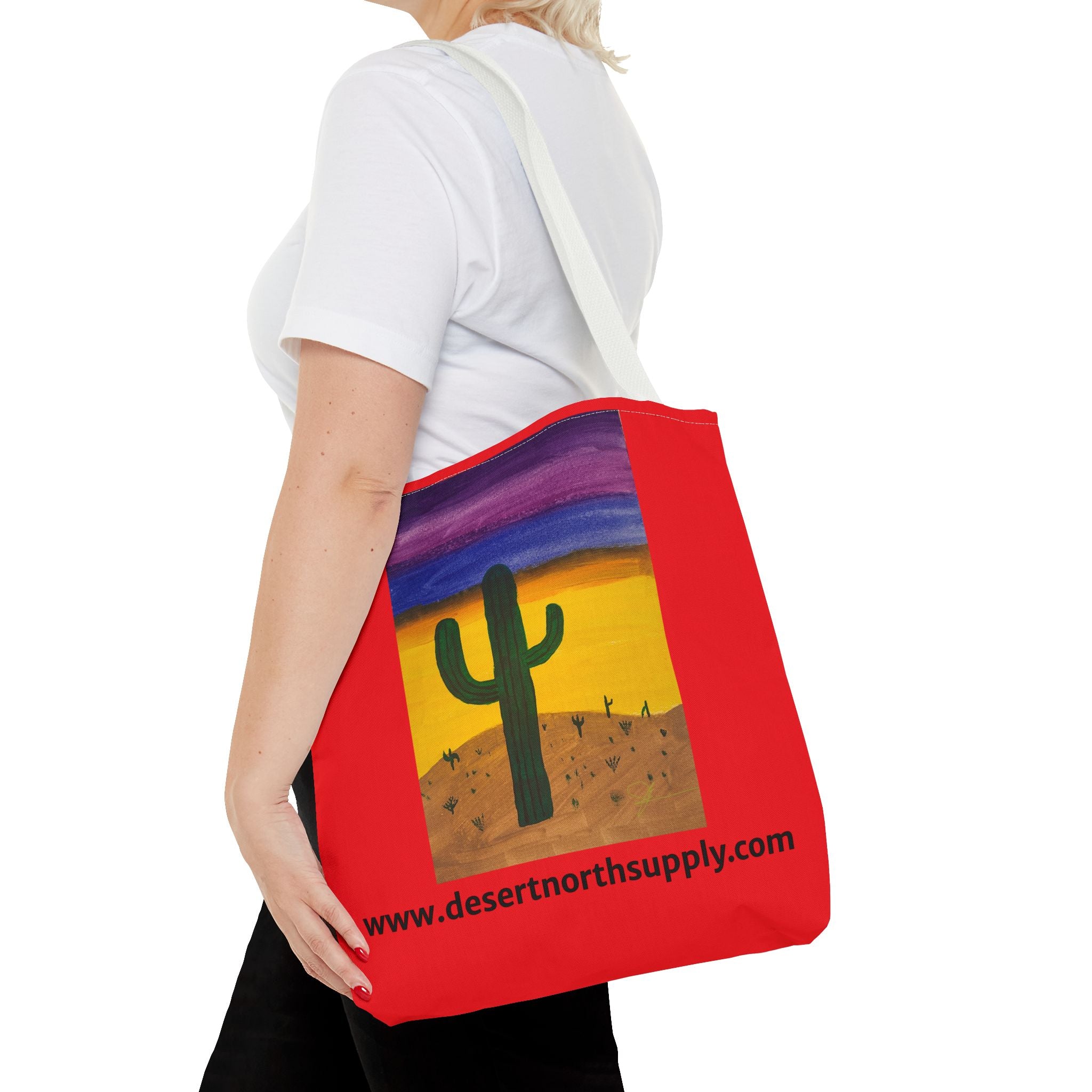 Desert Saguaro Cactus Canvas Tote Bag — "Alone" by John Ganger