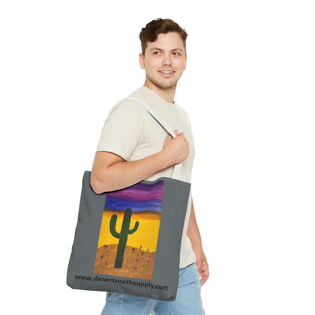 Desert Saguaro Cactus Canvas Tote Bag — "Alone" by John Ganger