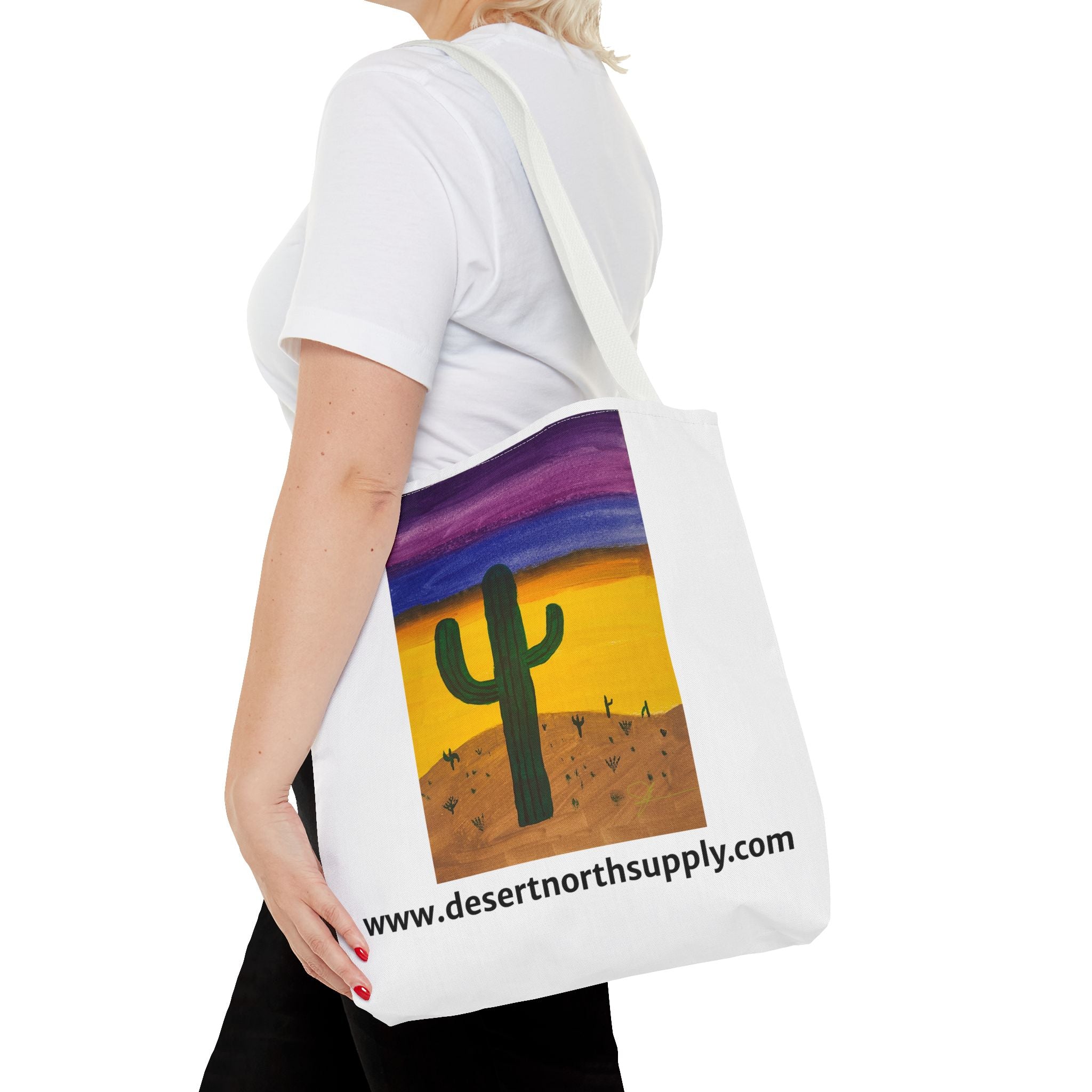 Desert Saguaro Cactus Canvas Tote Bag — "Alone" by John Ganger