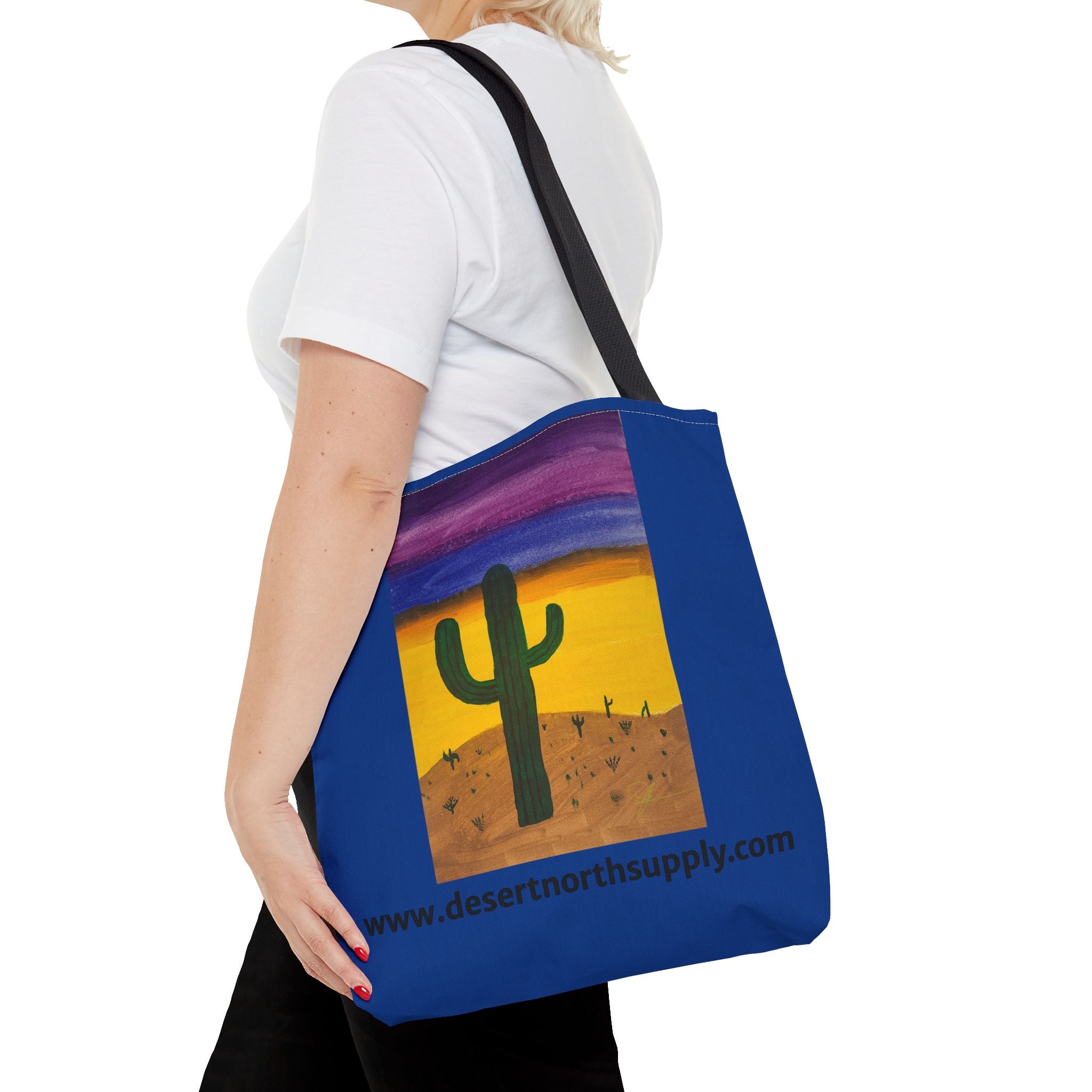Desert Saguaro Cactus Canvas Tote Bag — "Alone" by John Ganger
