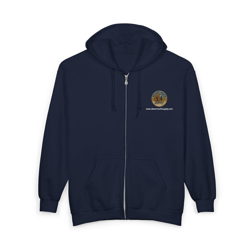 Desert North Supply Logo Zip Hoodie - Outdoor Adventure Full-Zip Sweatshirt