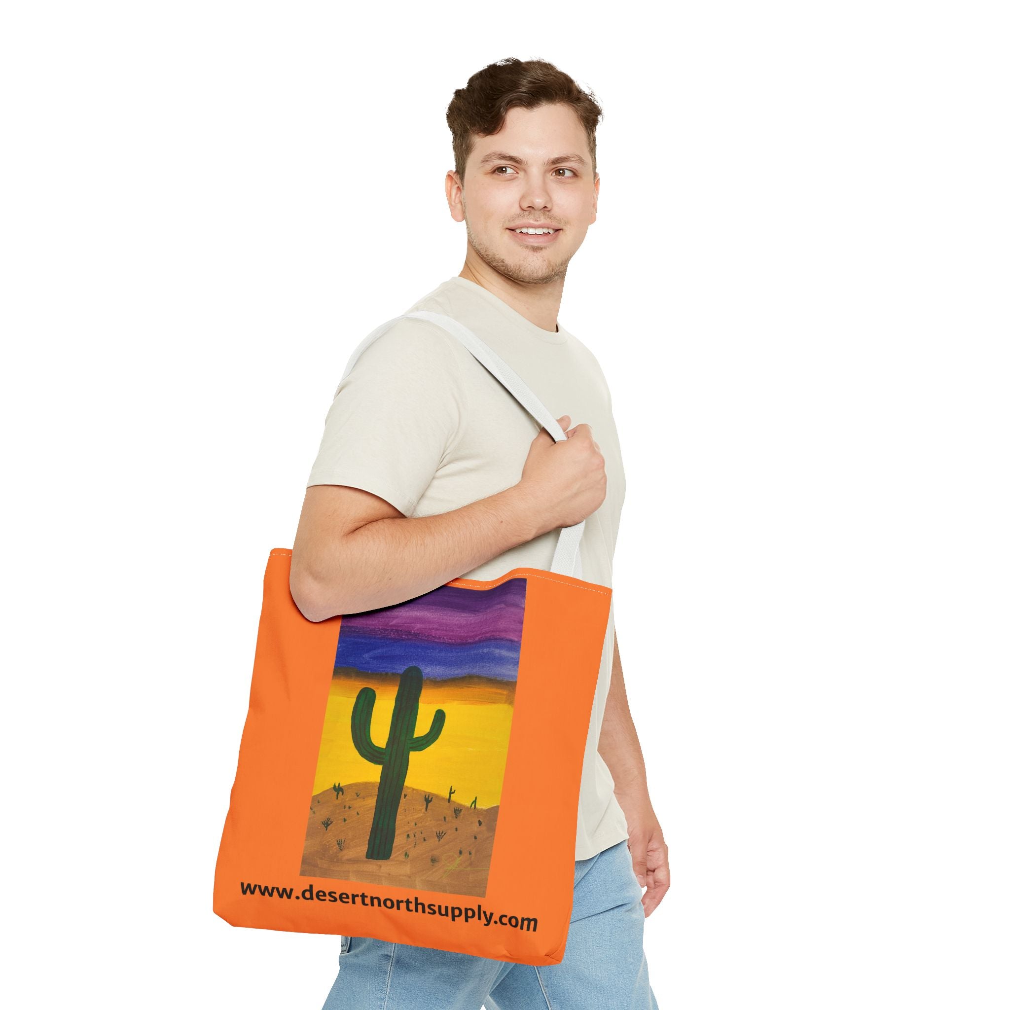 Desert Saguaro Cactus Canvas Tote Bag — "Alone" by John Ganger