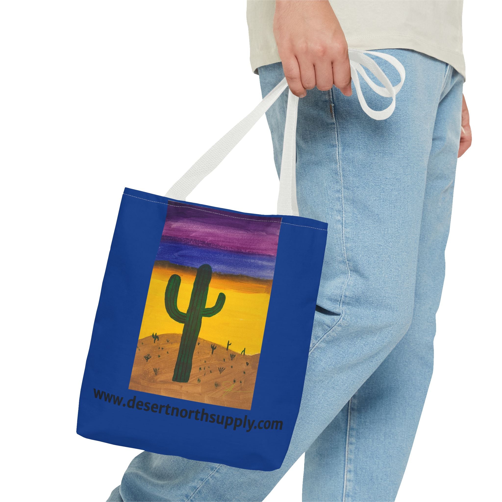 Desert Saguaro Cactus Canvas Tote Bag — "Alone" by John Ganger
