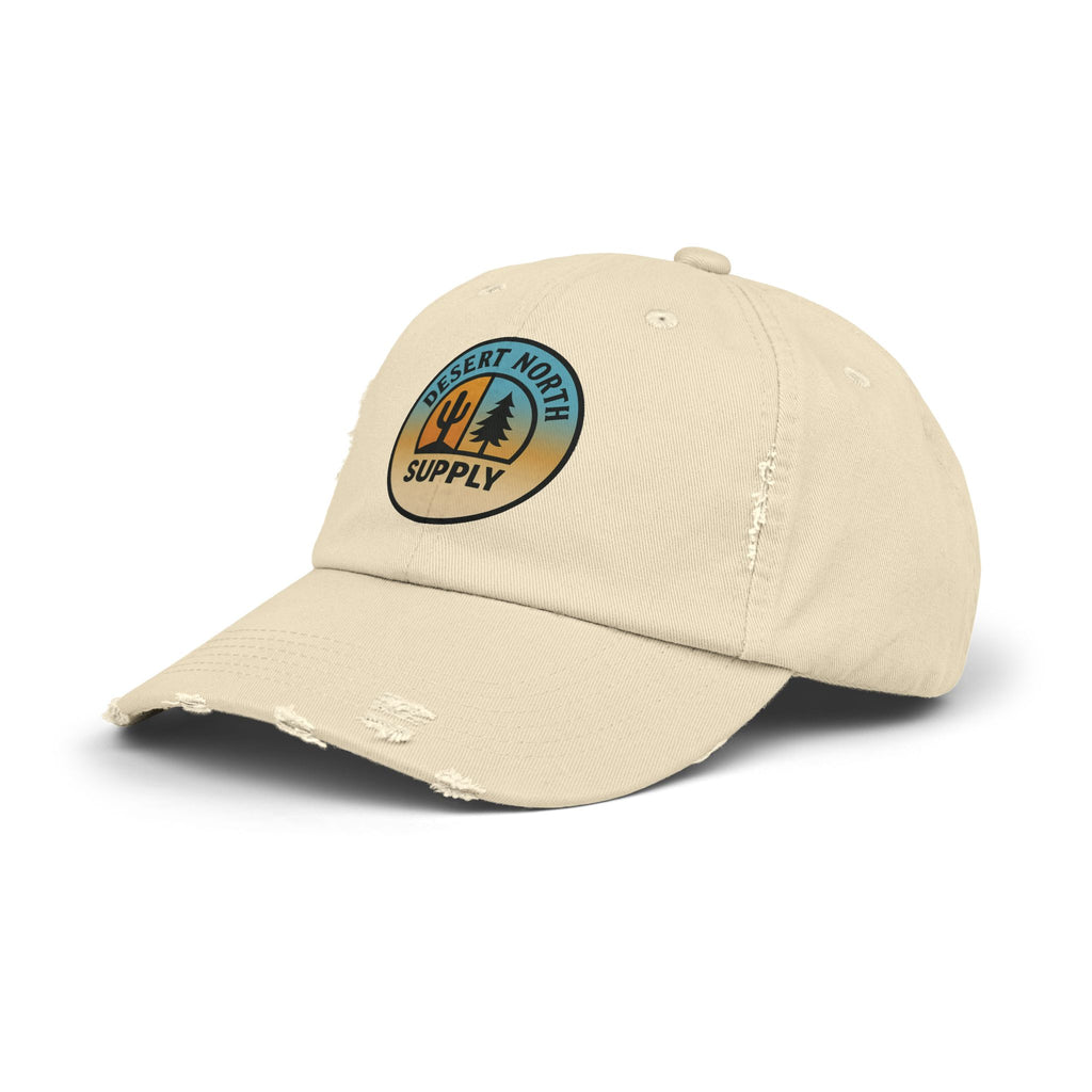 Desert North Supply Distressed Cap — Retro Sunset Cactus Logo Hat