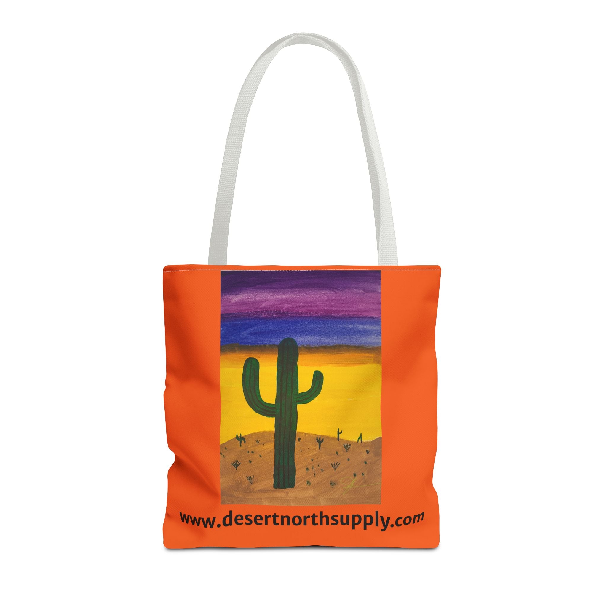 Desert Saguaro Cactus Canvas Tote Bag — "Alone" by John Ganger