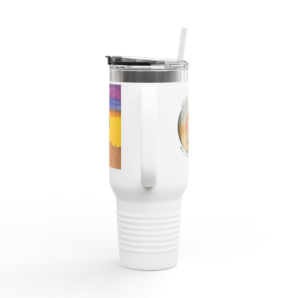 40oz Insulated Travel Mug — Colorful Desert Cactus Design