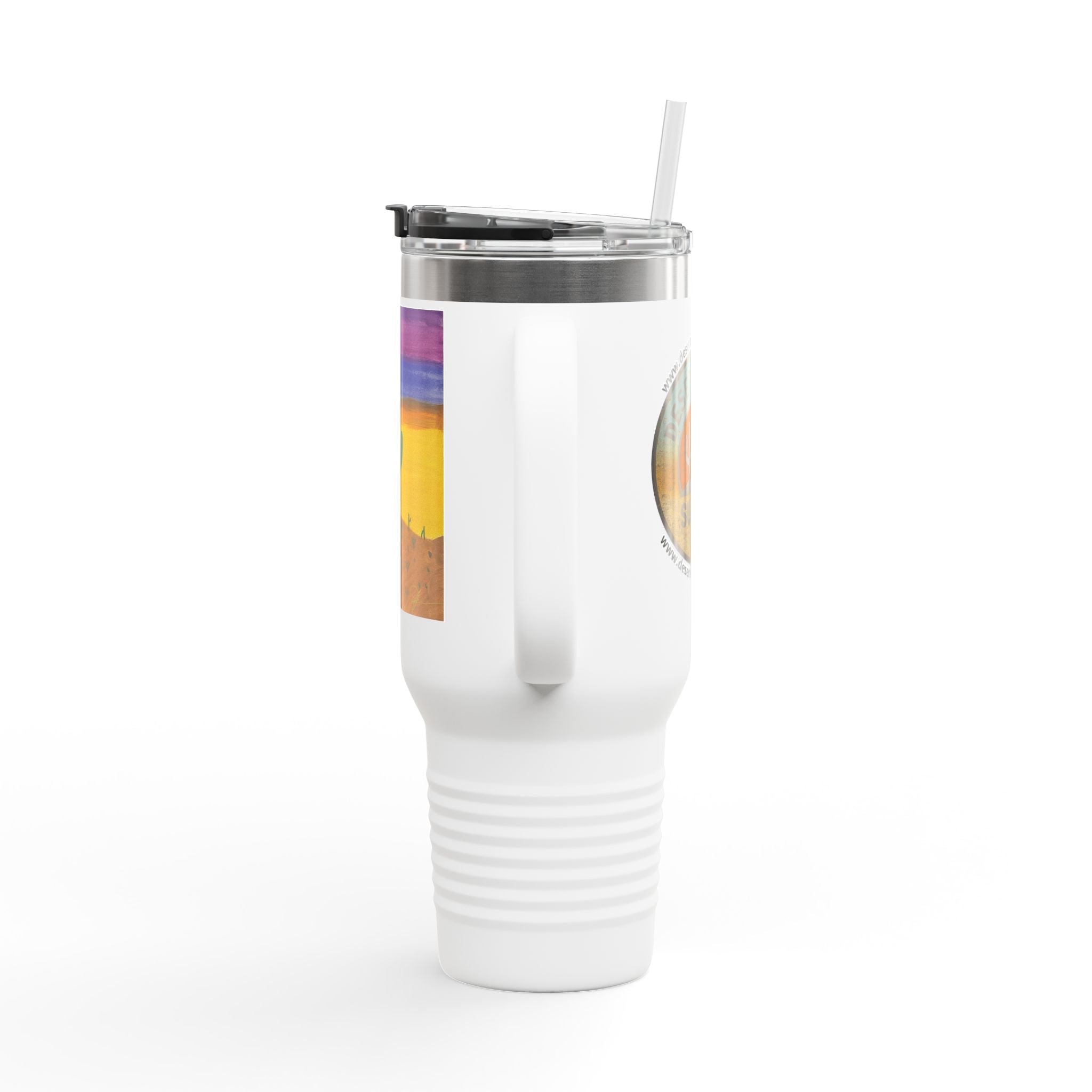 40oz Insulated Travel Mug — Colorful Desert Cactus Design