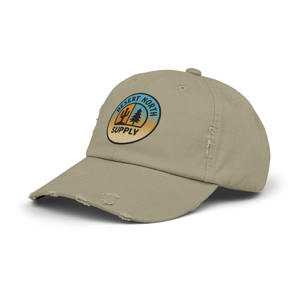 Desert North Supply Distressed Cap — Retro Sunset Cactus Logo Hat