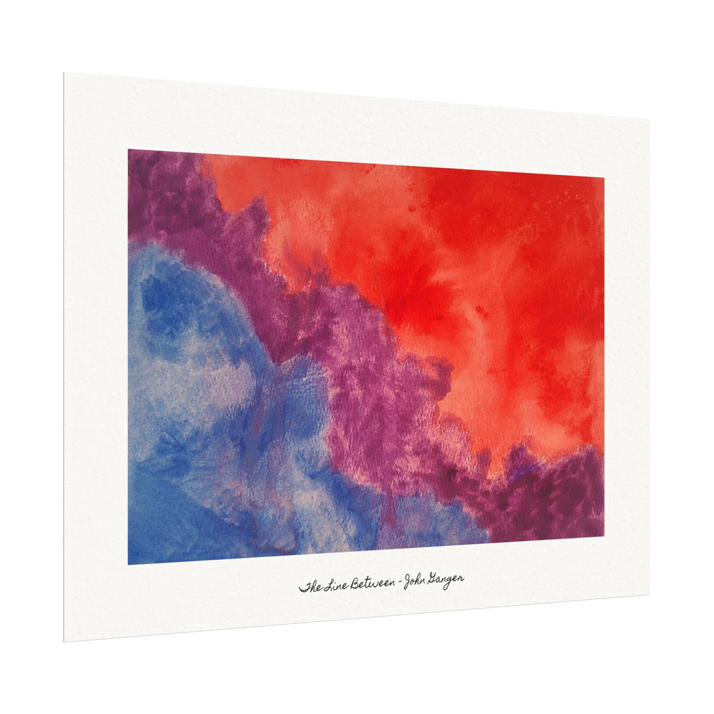 Colorful abstract art print with a white border on a white background "The Line Between"