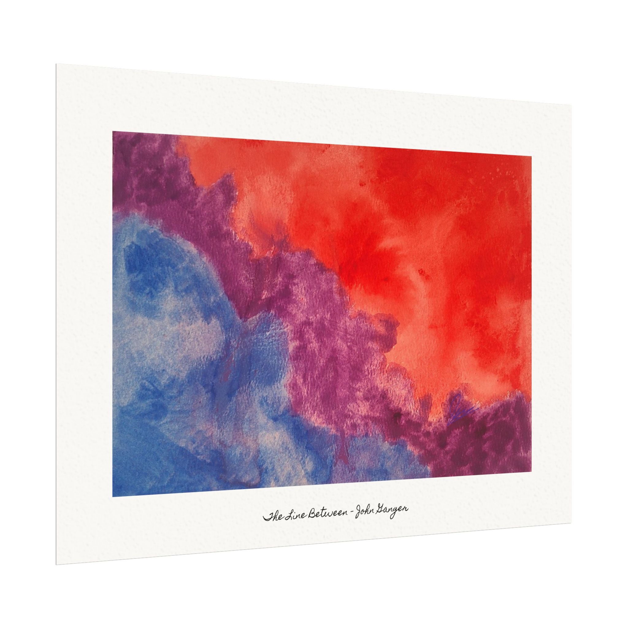 Colorful abstract art print with a white border on a white background "The Line Between"