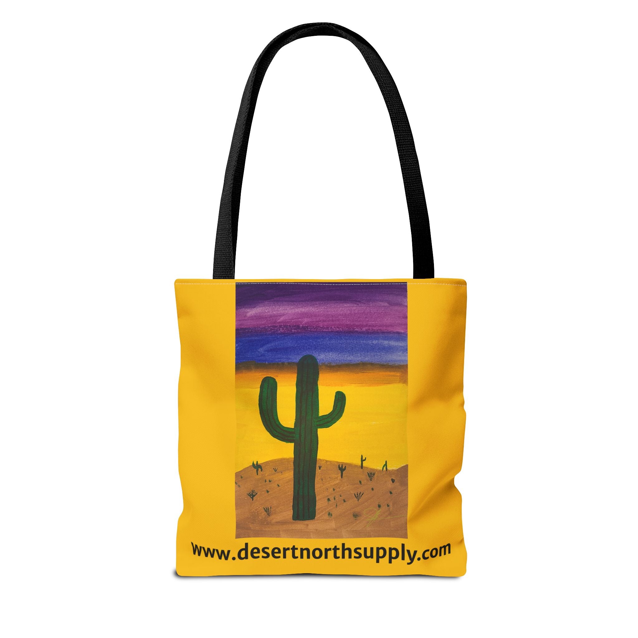 Desert Saguaro Cactus Canvas Tote Bag — "Alone" by John Ganger