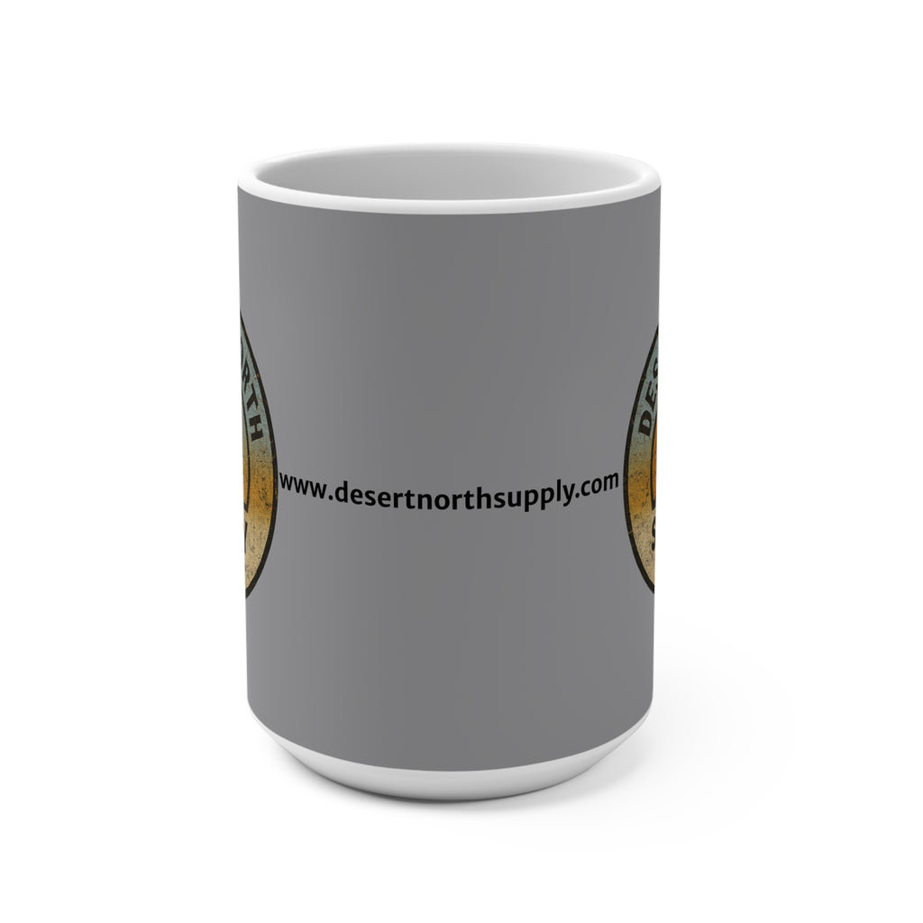 Desert North Supply Grey 15oz Mug — Vintage Outdoor Camping Coffee Cup