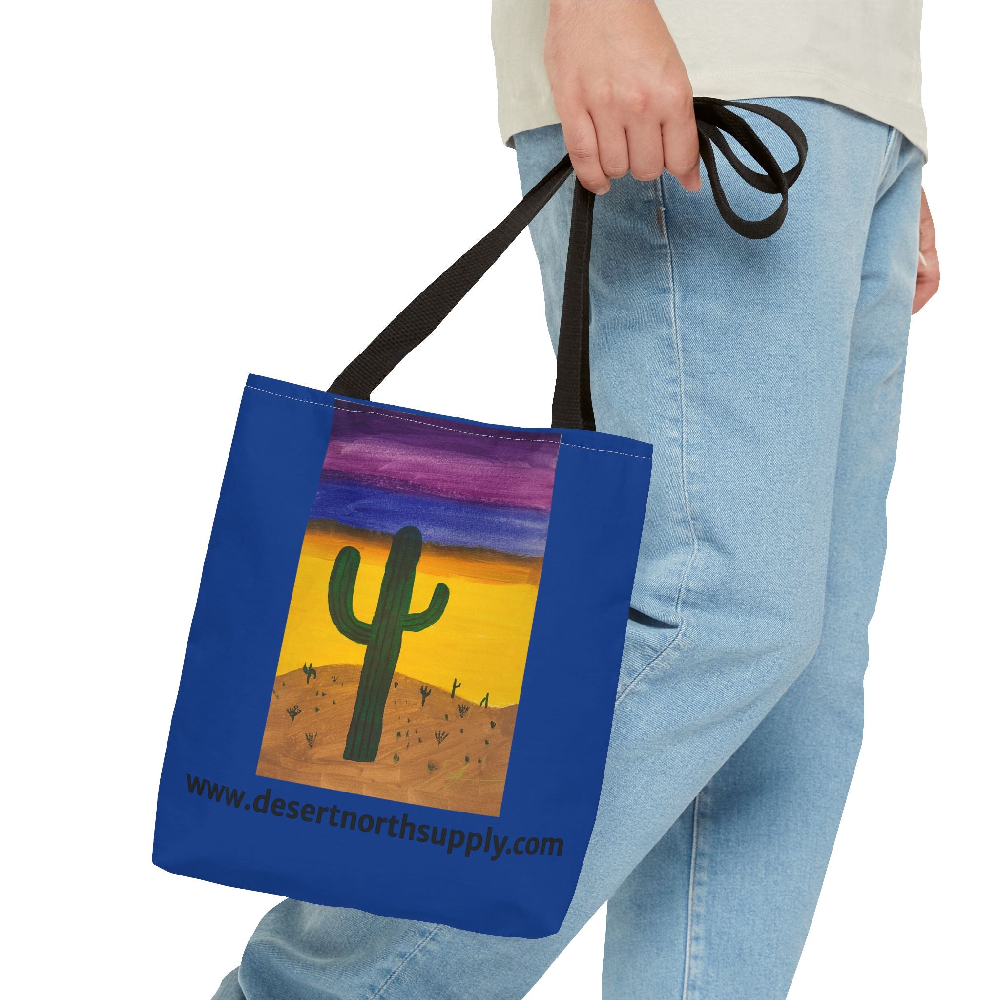 Desert Saguaro Cactus Canvas Tote Bag — "Alone" by John Ganger