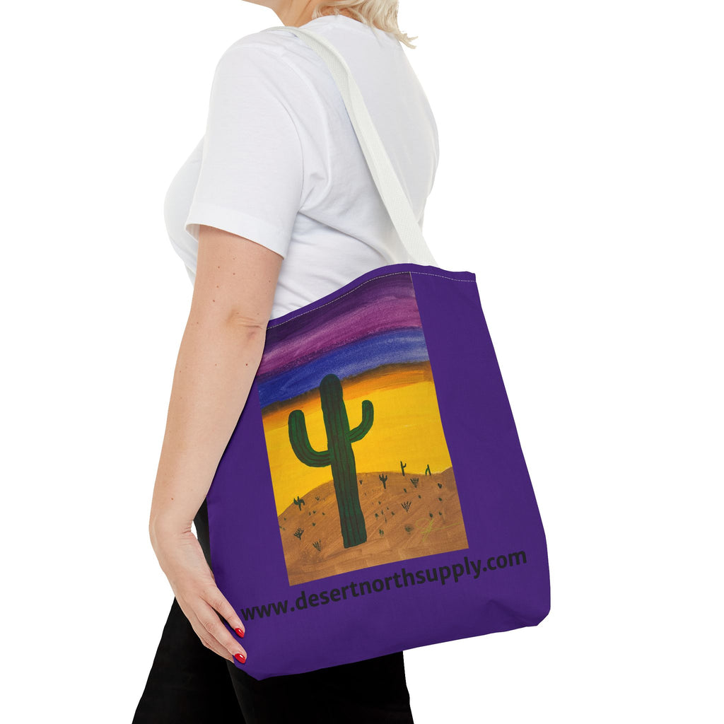 Desert Saguaro Cactus Canvas Tote Bag — "Alone" by John Ganger