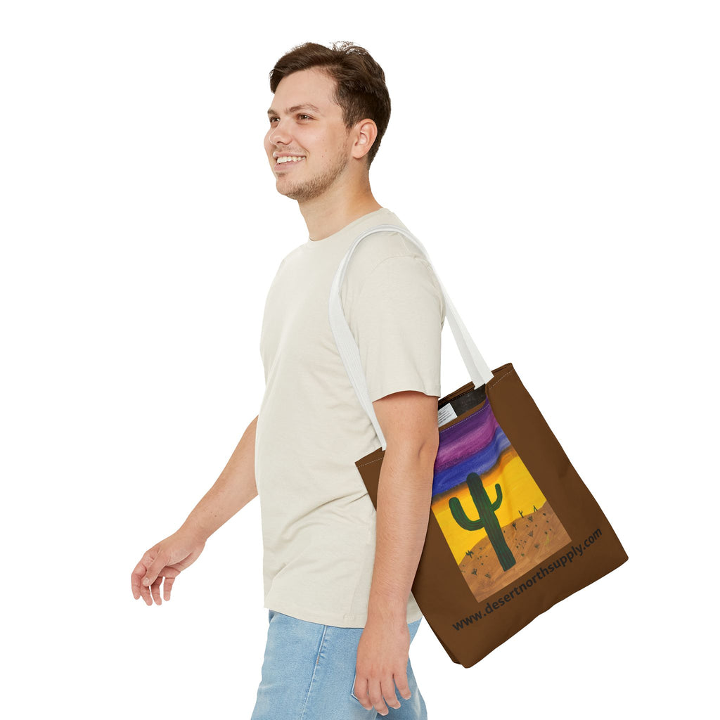 Desert Saguaro Cactus Canvas Tote Bag — "Alone" by John Ganger
