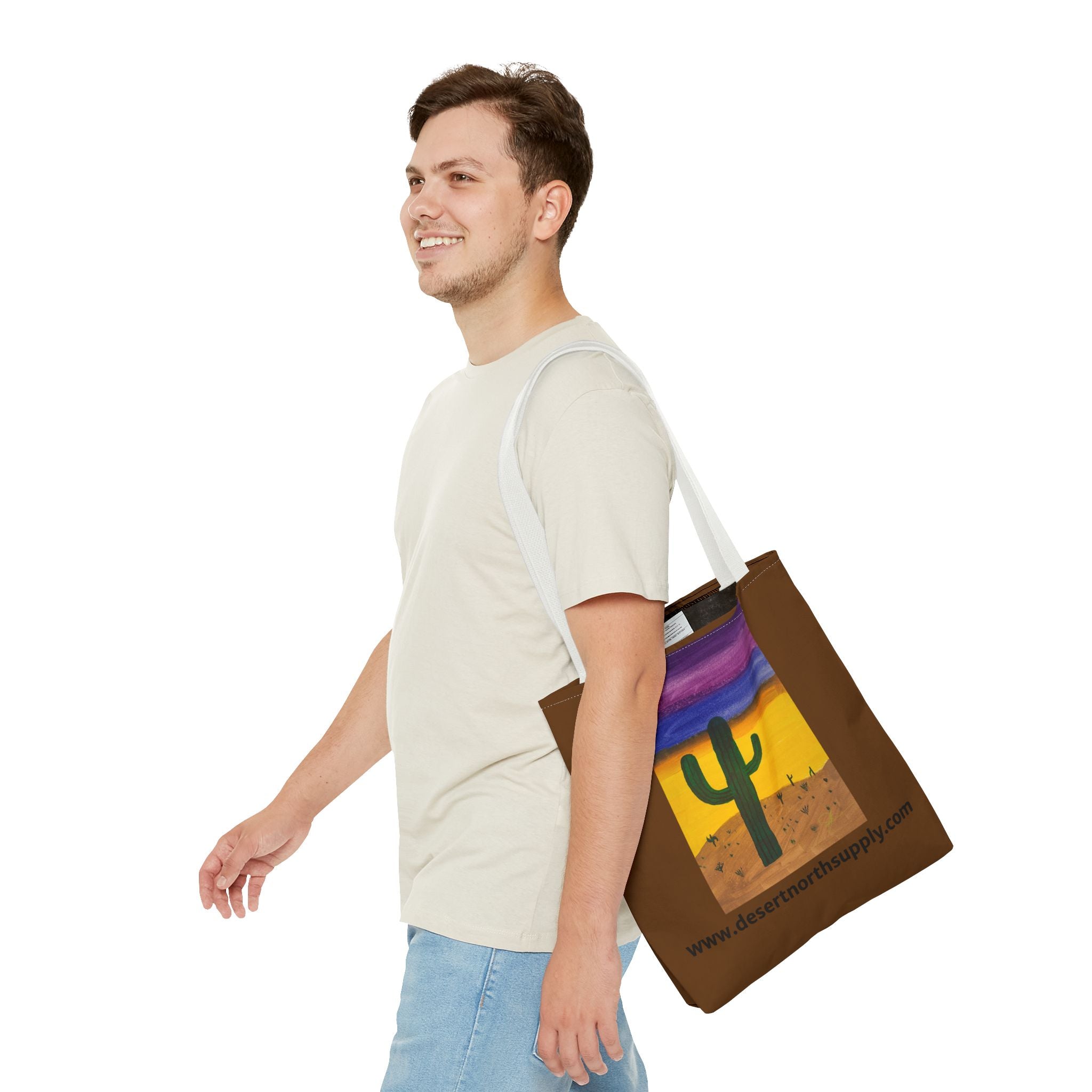 Desert Saguaro Cactus Canvas Tote Bag — "Alone" by John Ganger