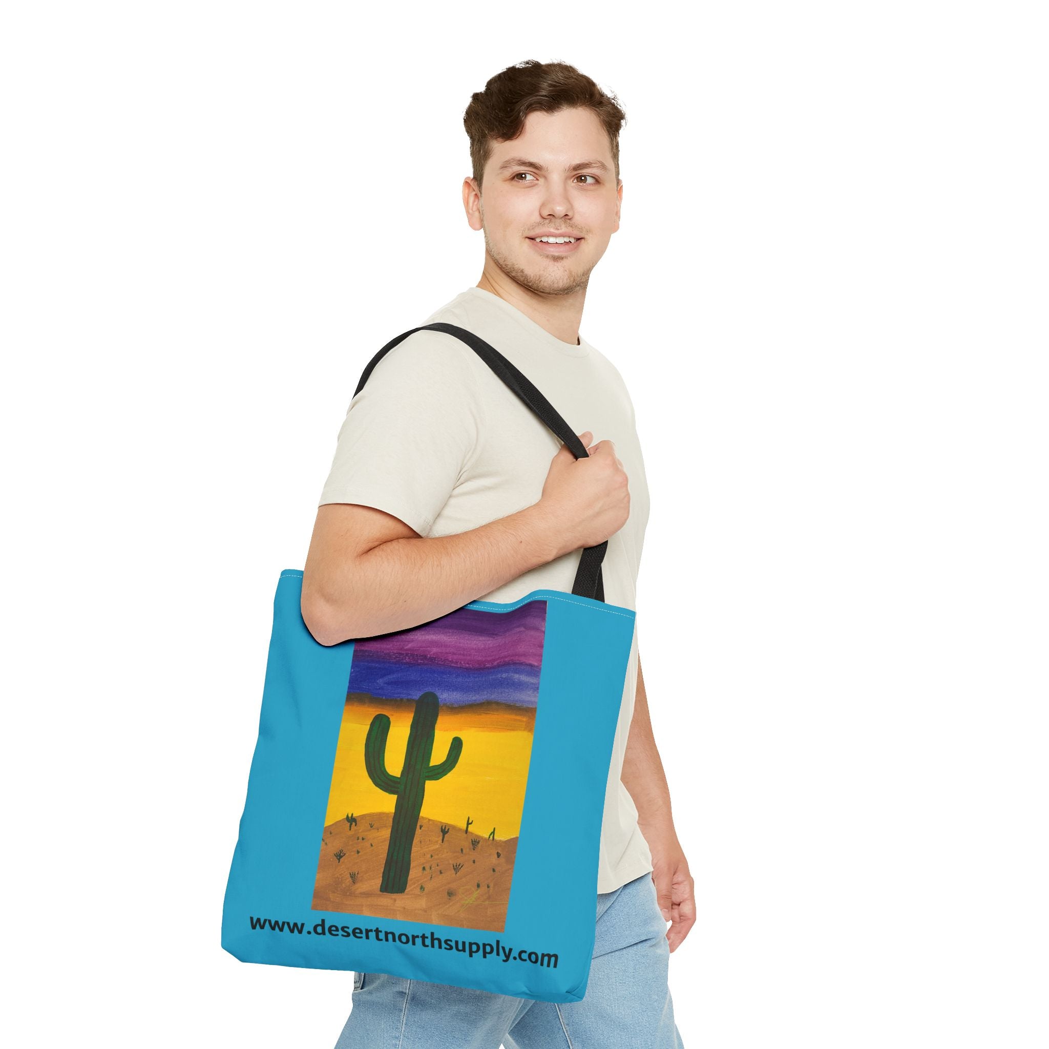Desert Saguaro Cactus Canvas Tote Bag — "Alone" by John Ganger
