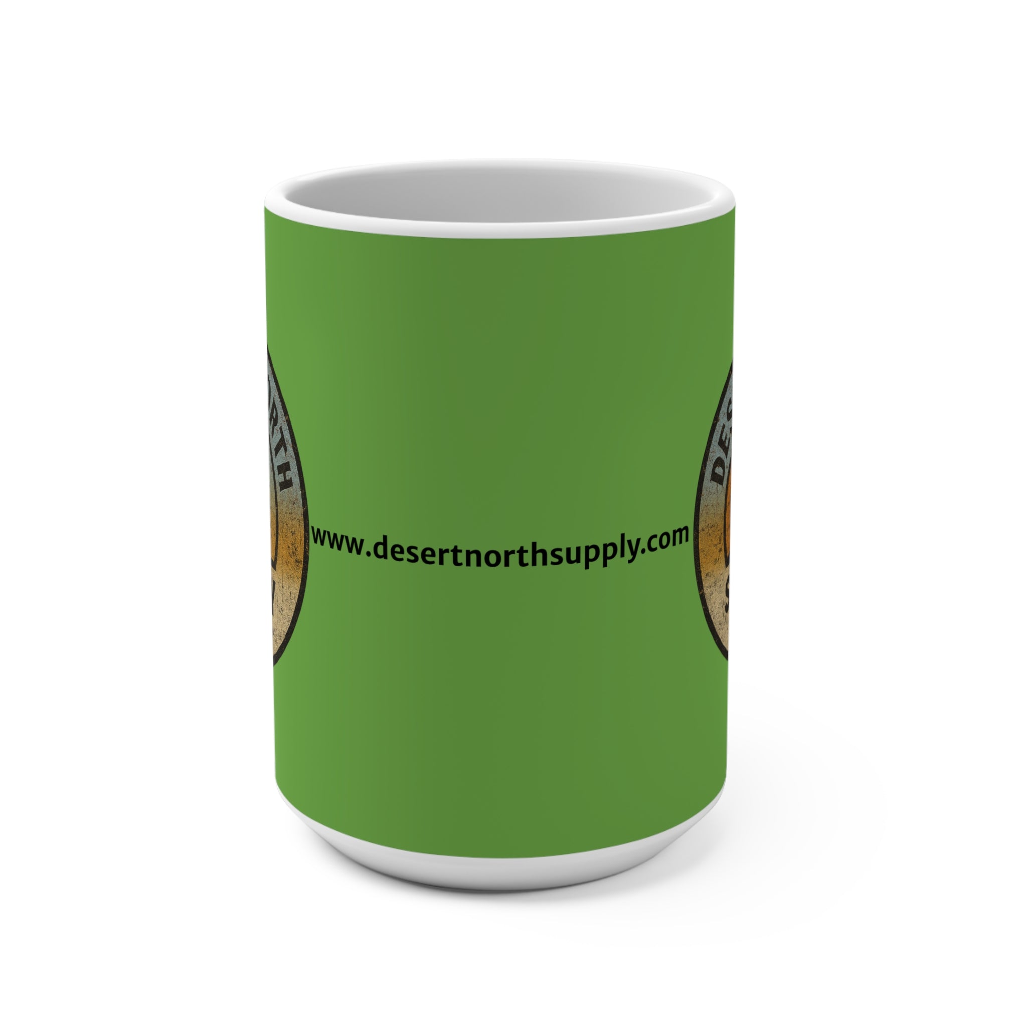 Desert North Supply Green 15oz Mug — Vintage Outdoor Camping Coffee Cup