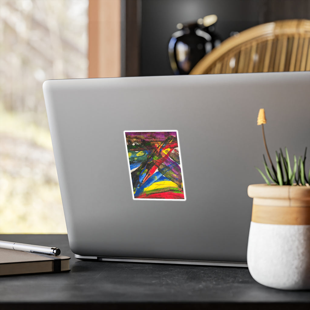 Chaotic Thought Abstract Watercolor Vinyl Decal — Emotional Expression Art Sticker