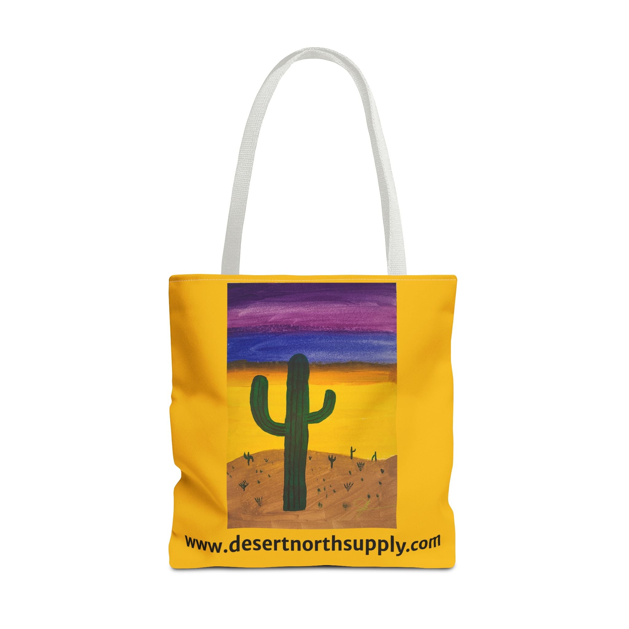 Desert Saguaro Cactus Canvas Tote Bag — "Alone" by John Ganger