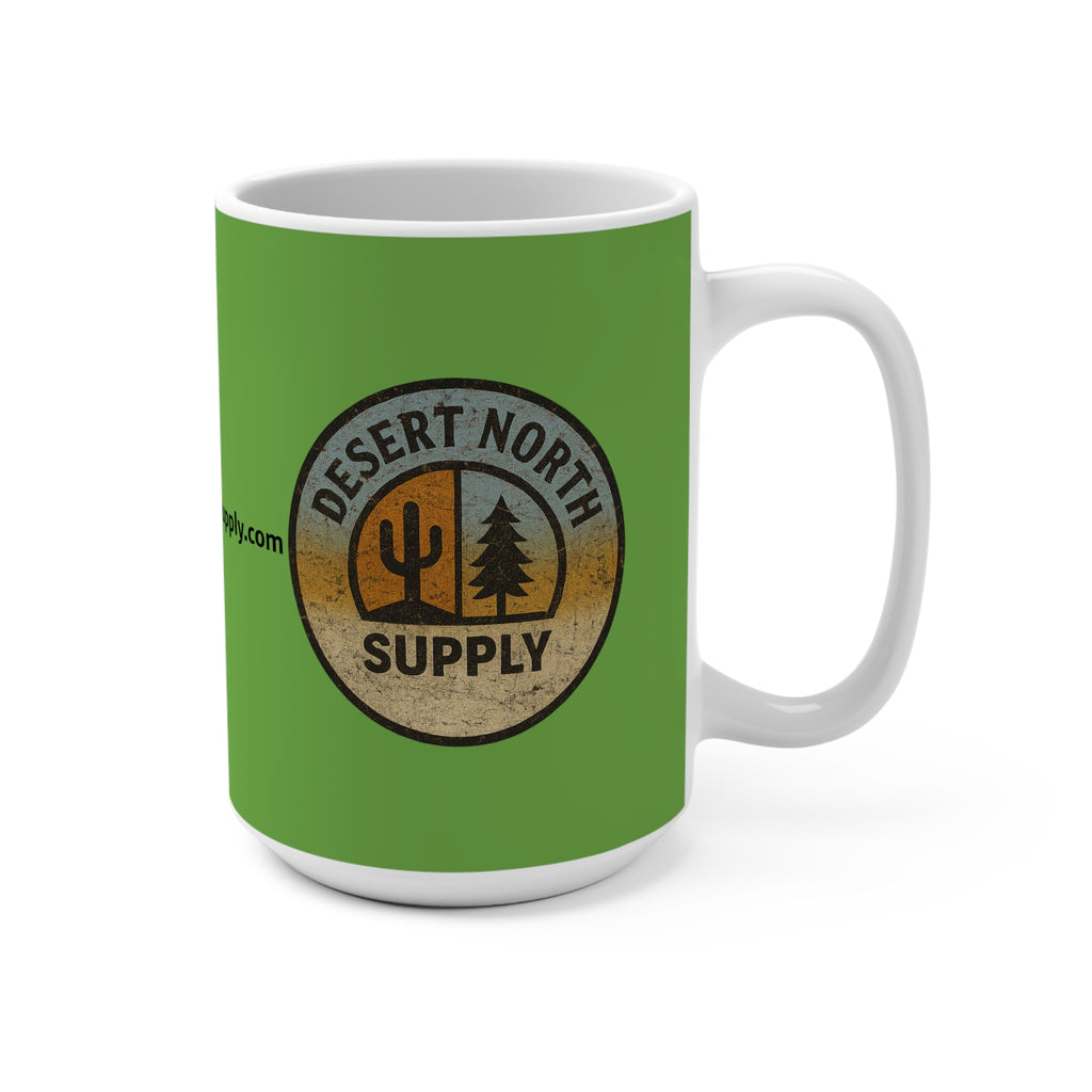 Desert North Supply Green 15oz Mug — Vintage Outdoor Camping Coffee Cup