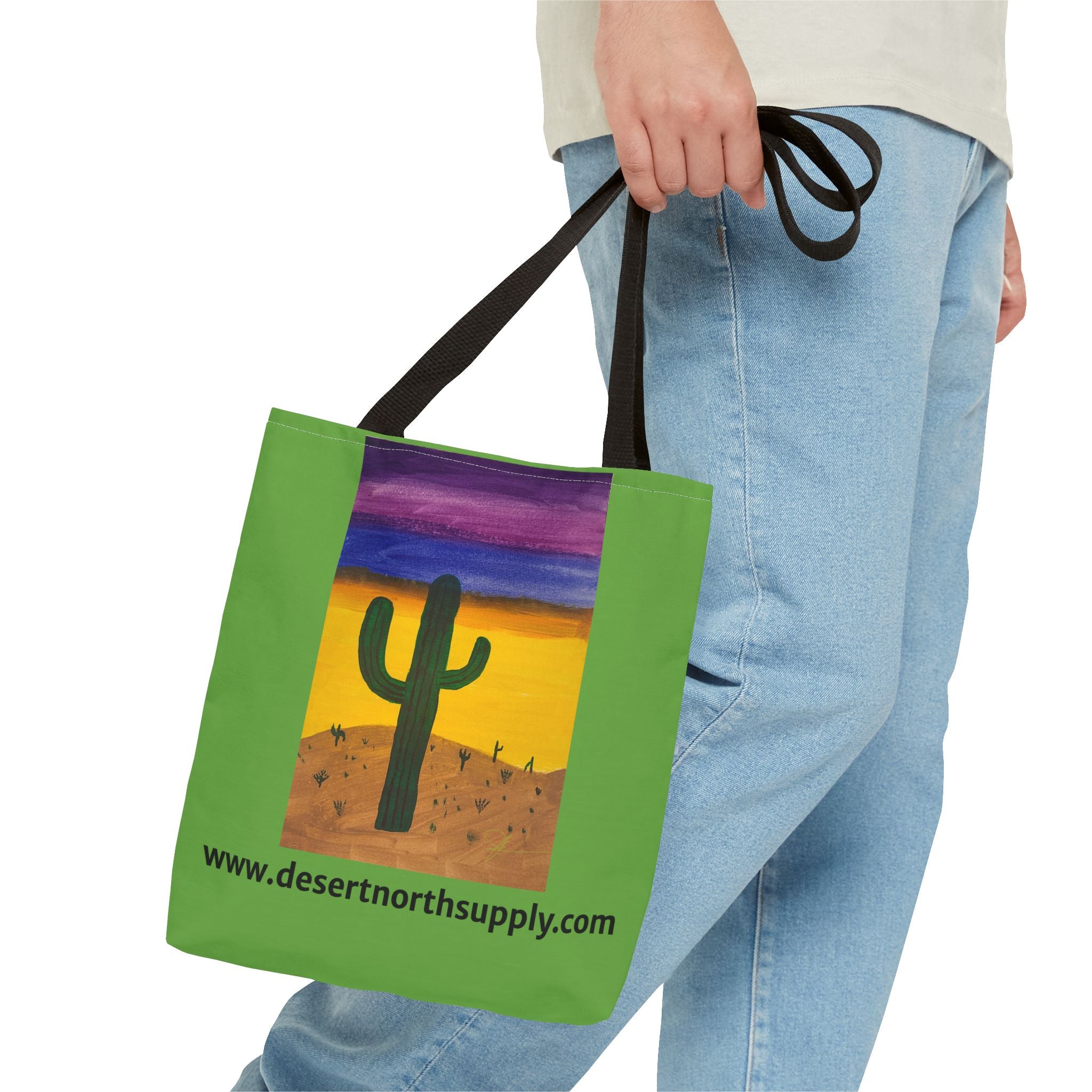 Desert Saguaro Cactus Canvas Tote Bag — "Alone" by John Ganger