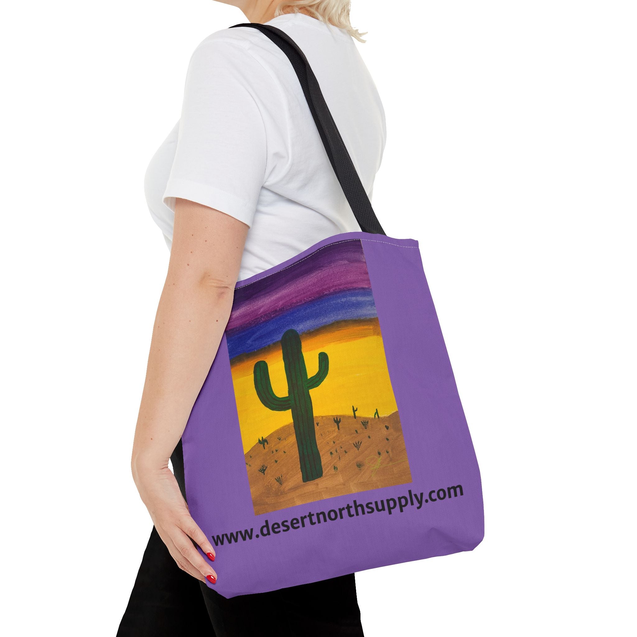 Desert Saguaro Cactus Canvas Tote Bag — "Alone" by John Ganger