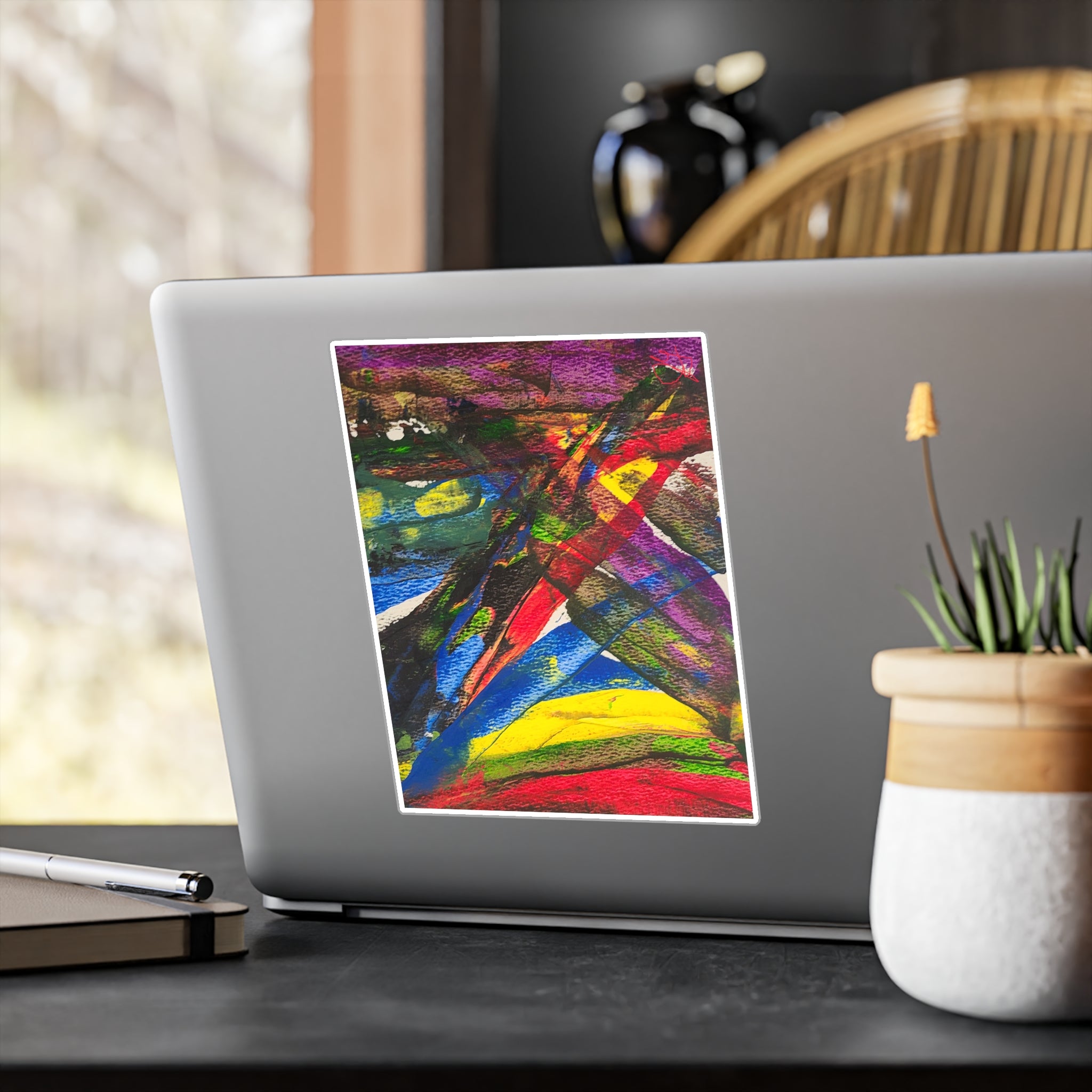Chaotic Thought Abstract Watercolor Vinyl Decal — Emotional Expression Art Sticker