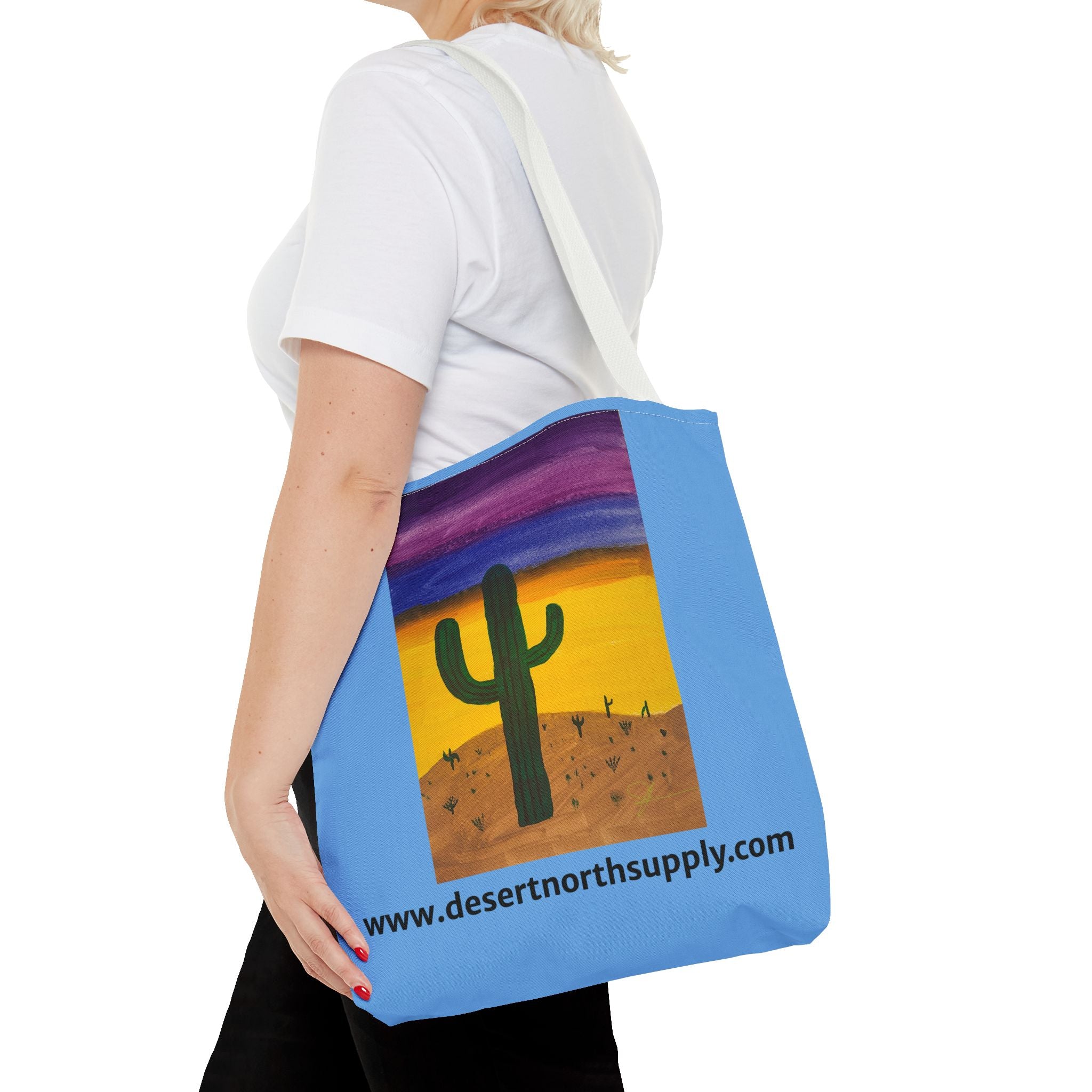 Desert Saguaro Cactus Canvas Tote Bag — "Alone" by John Ganger