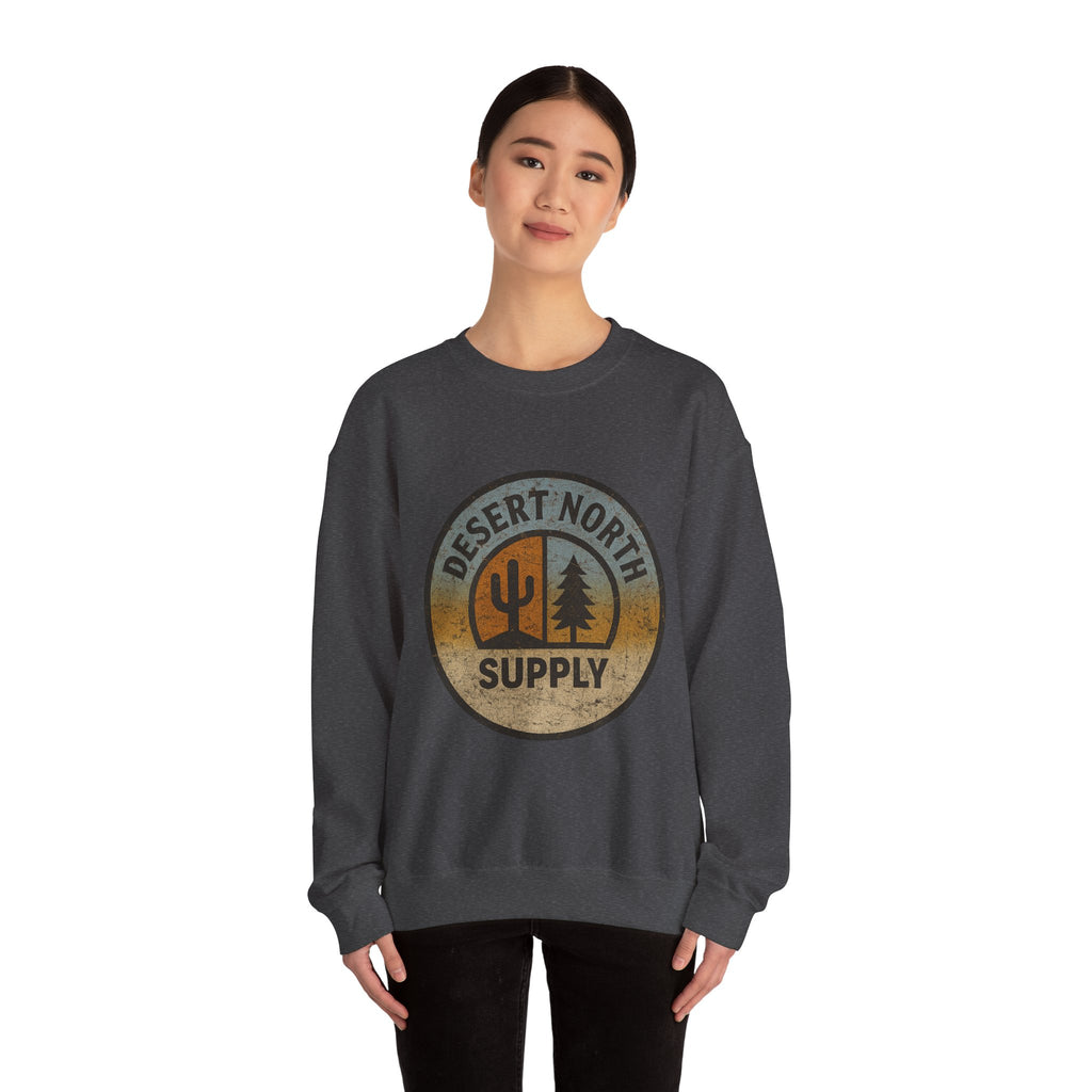 Desert North Supply Crewneck Sweatshirt – Vintage Cactus & Pine Logo