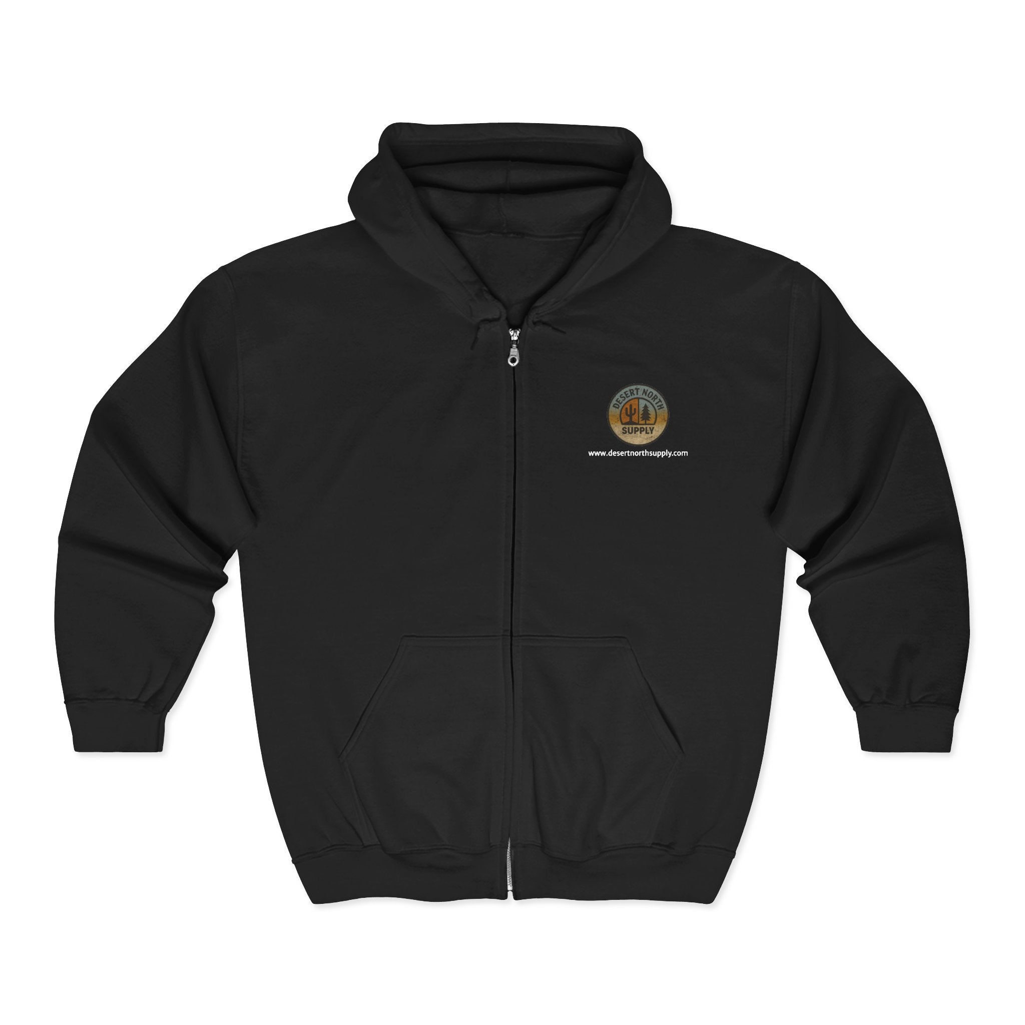 Desert North Supply Logo Zip Hoodie - Outdoor Adventure Full-Zip Sweatshirt