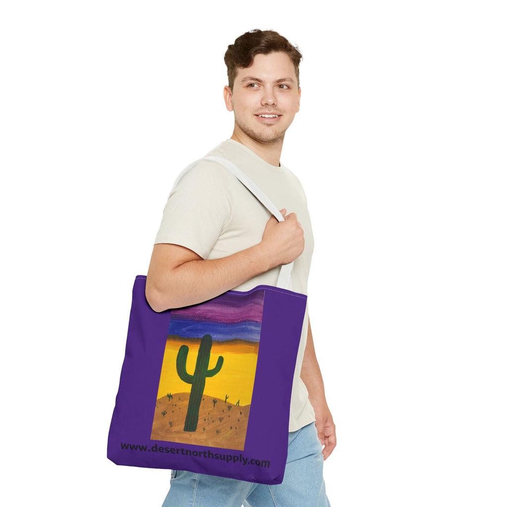 Desert Saguaro Cactus Canvas Tote Bag — "Alone" by John Ganger