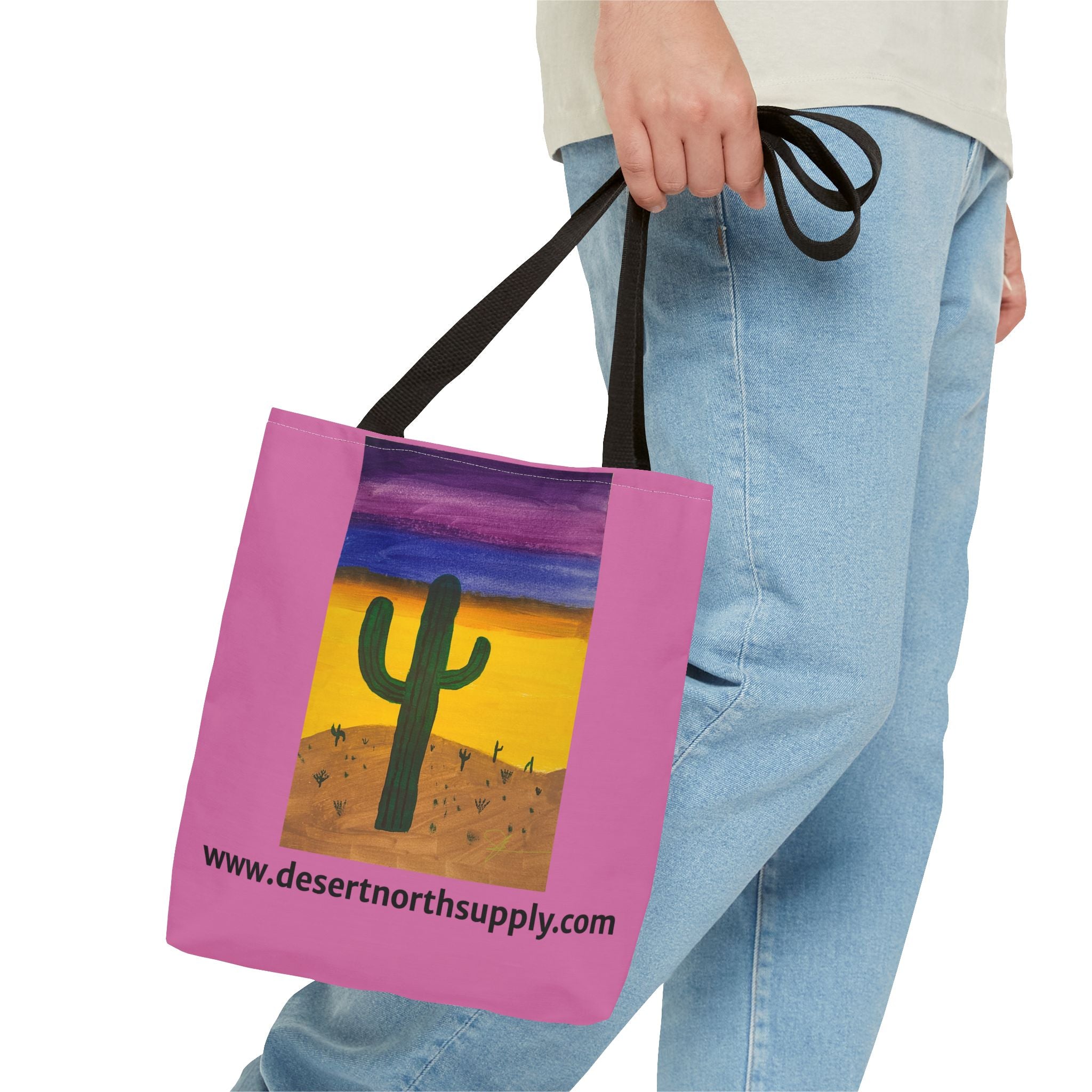 Desert Saguaro Cactus Canvas Tote Bag — "Alone" by John Ganger
