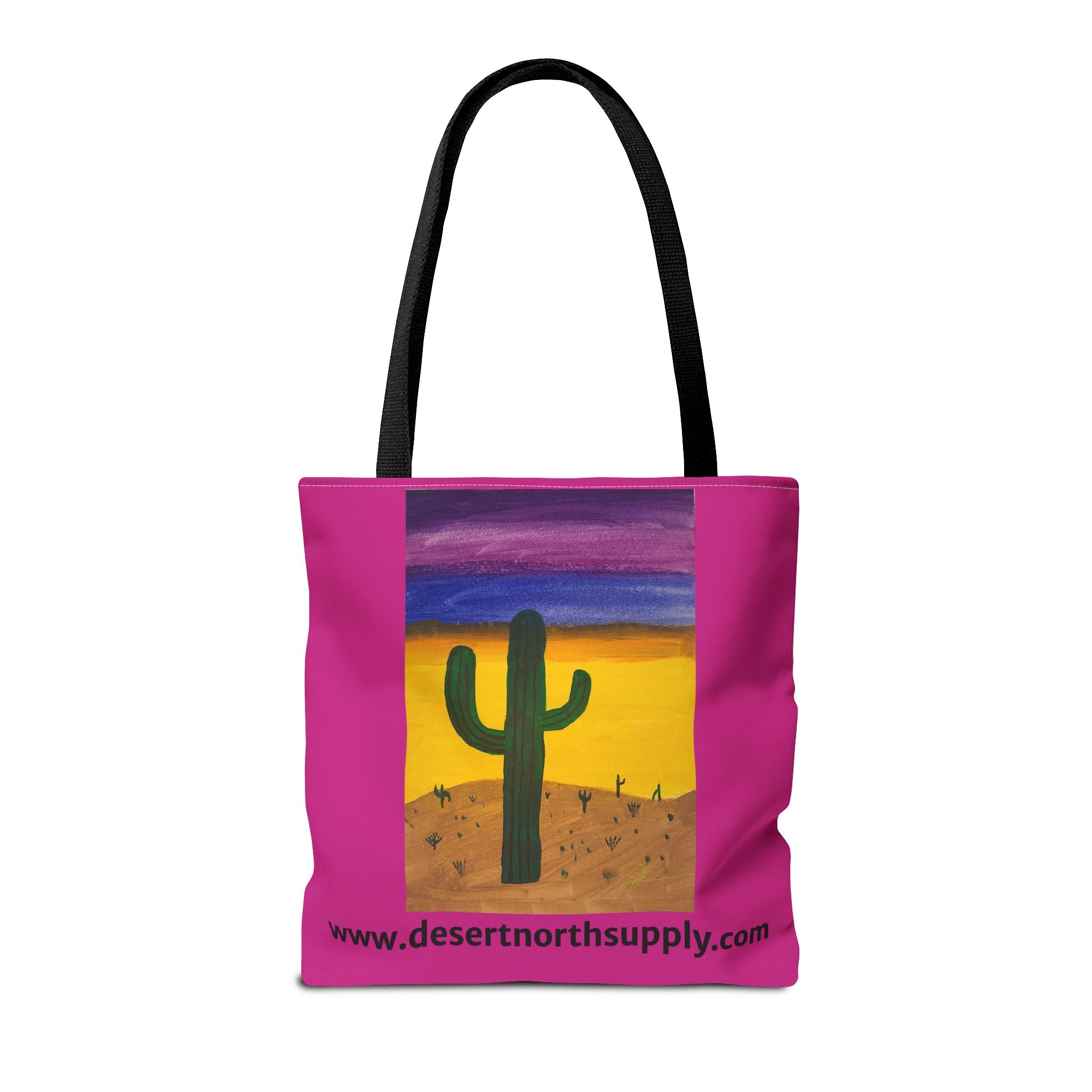 Desert Saguaro Cactus Canvas Tote Bag — "Alone" by John Ganger
