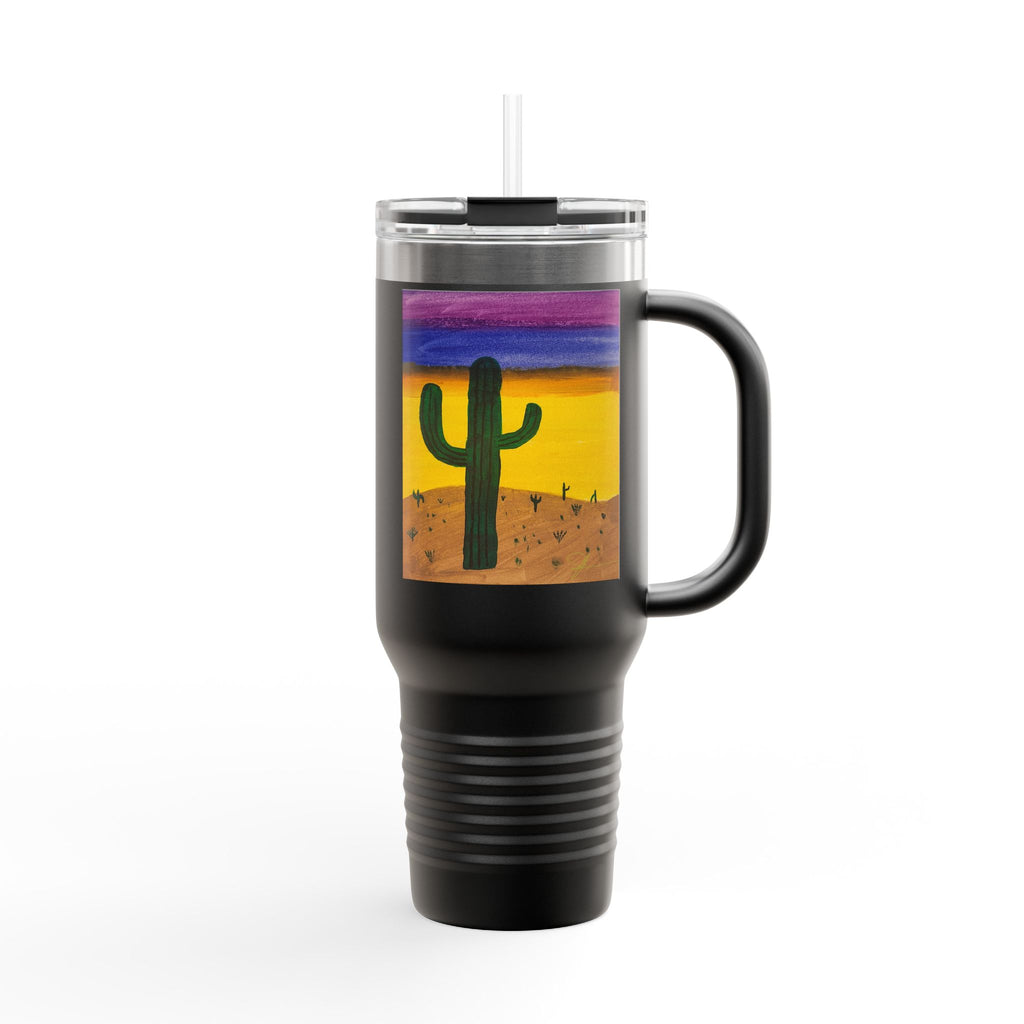 40oz Insulated Travel Mug — Colorful Desert Cactus Design