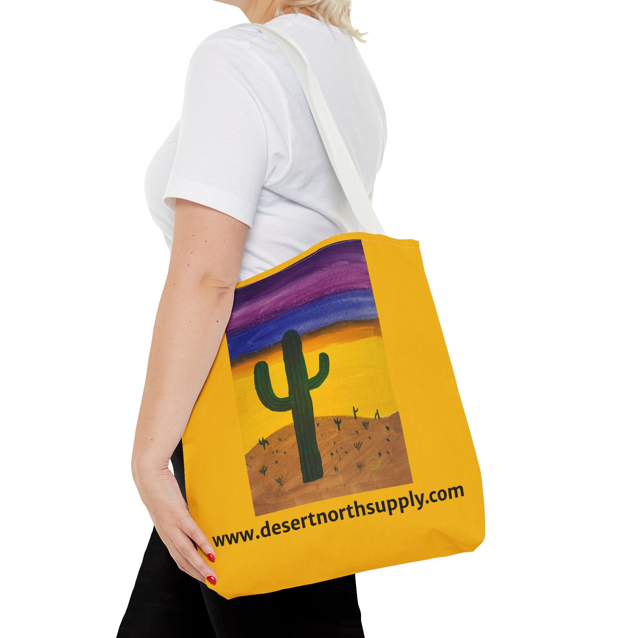 Desert Saguaro Cactus Canvas Tote Bag — "Alone" by John Ganger