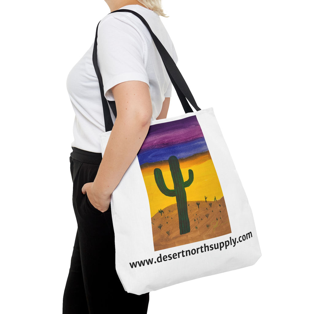 Desert Saguaro Cactus Canvas Tote Bag — "Alone" by John Ganger