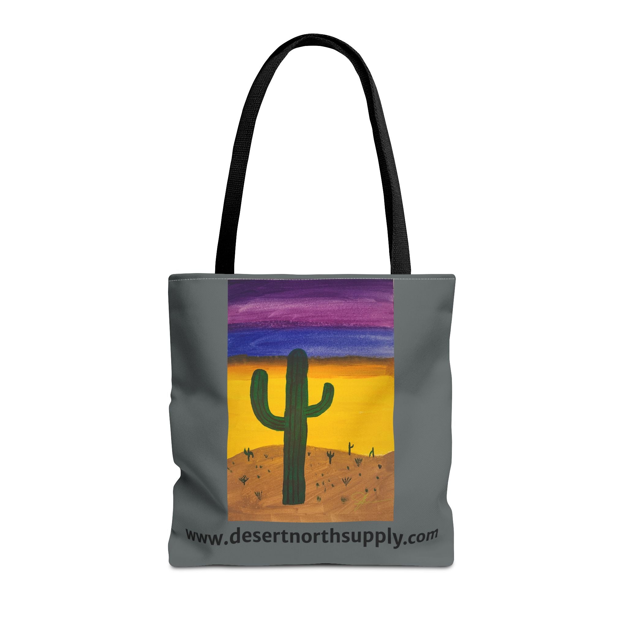 Desert Saguaro Cactus Canvas Tote Bag — "Alone" by John Ganger
