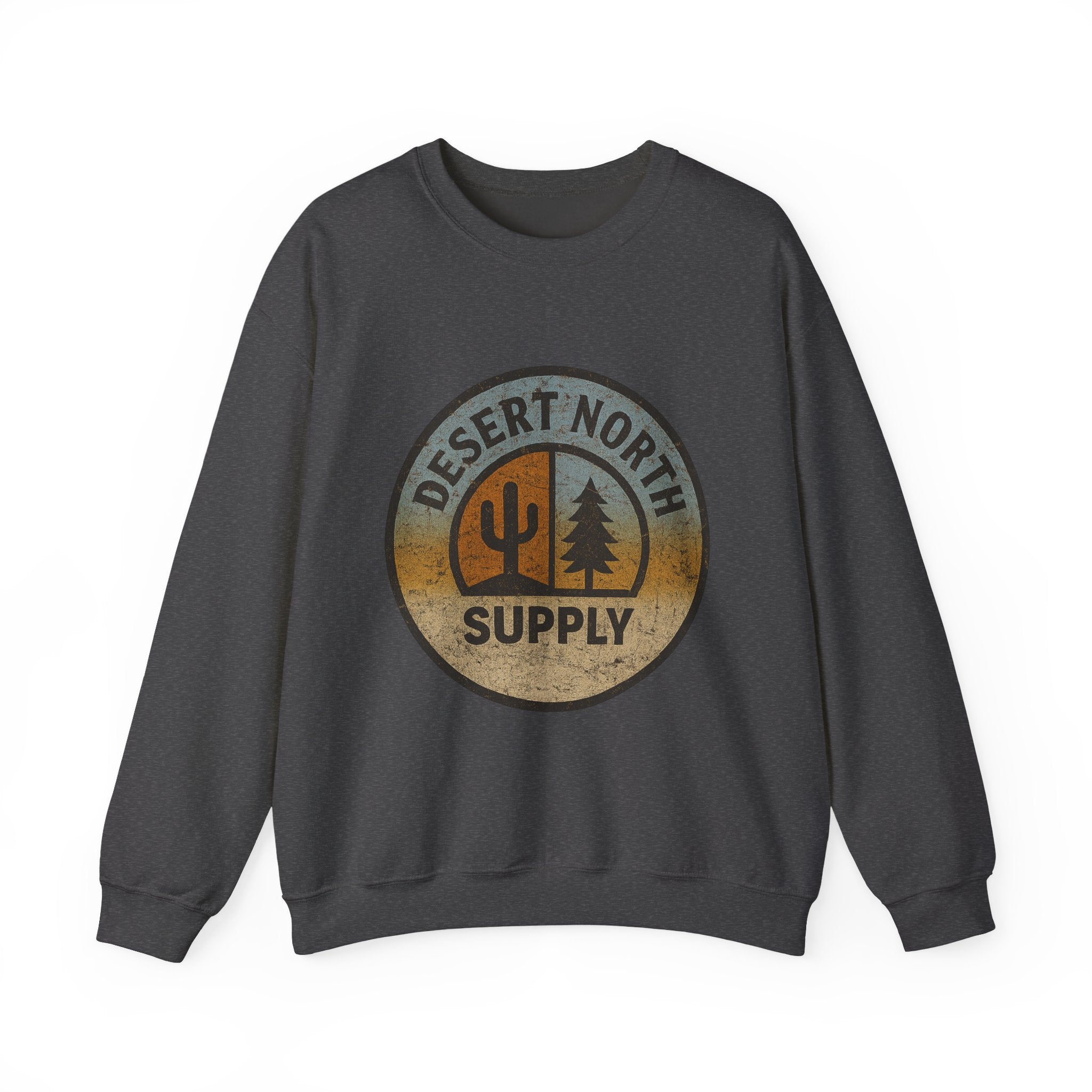 Desert North Supply Crewneck Sweatshirt – Vintage Cactus & Pine Logo