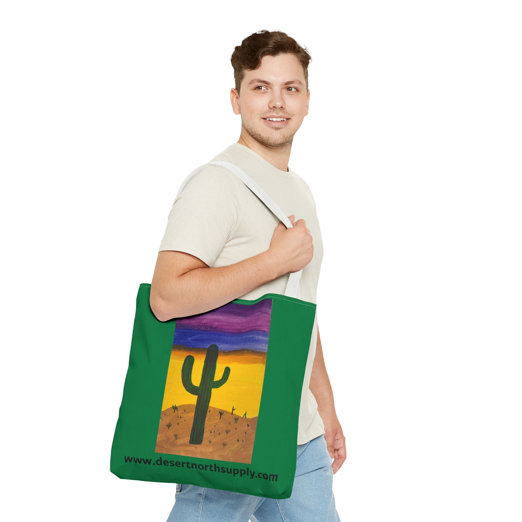 Desert Saguaro Cactus Canvas Tote Bag — "Alone" by John Ganger